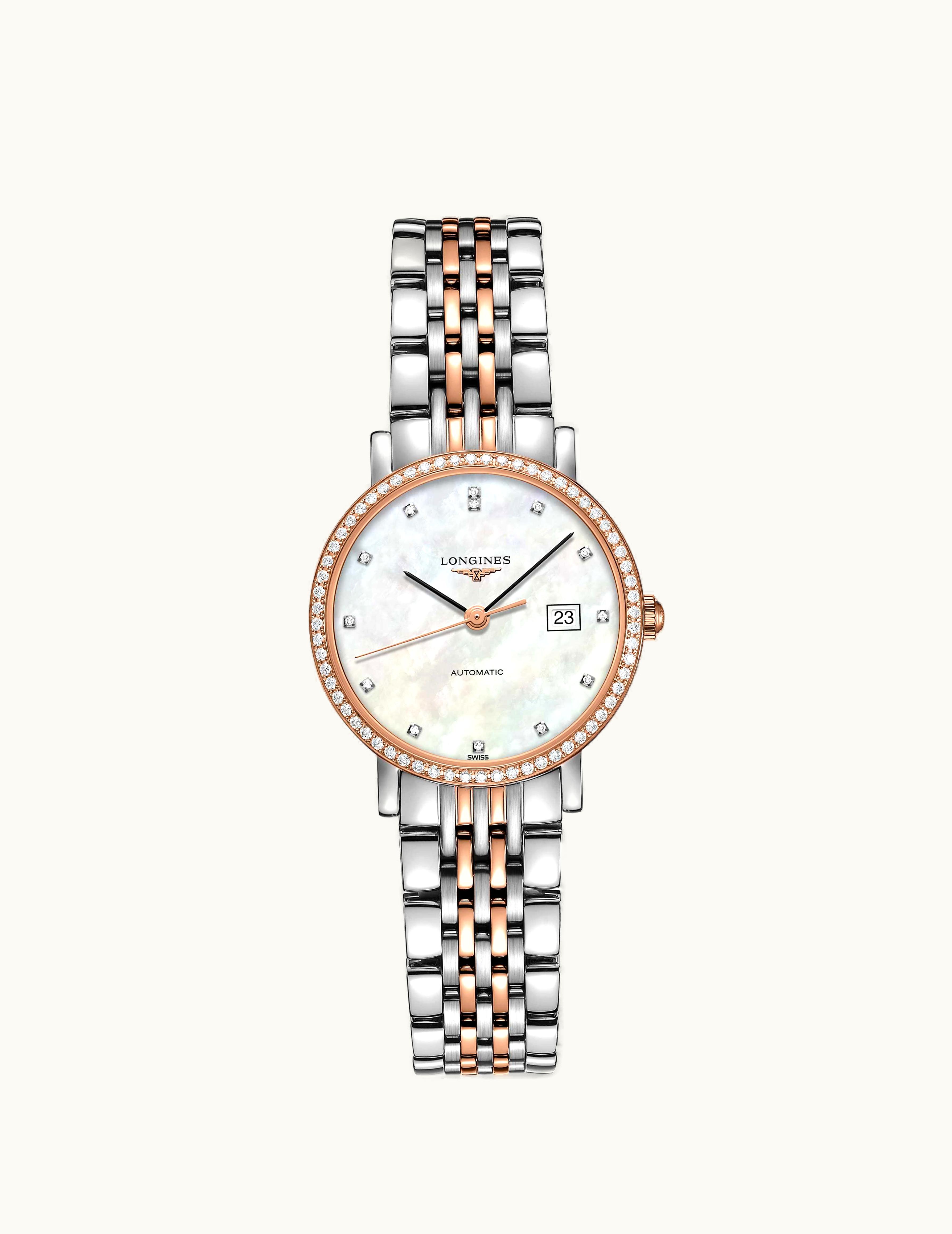 Longines Elegant Collection Automatic 29 Stainless Steel / Pink Gold / Diamond / MOP