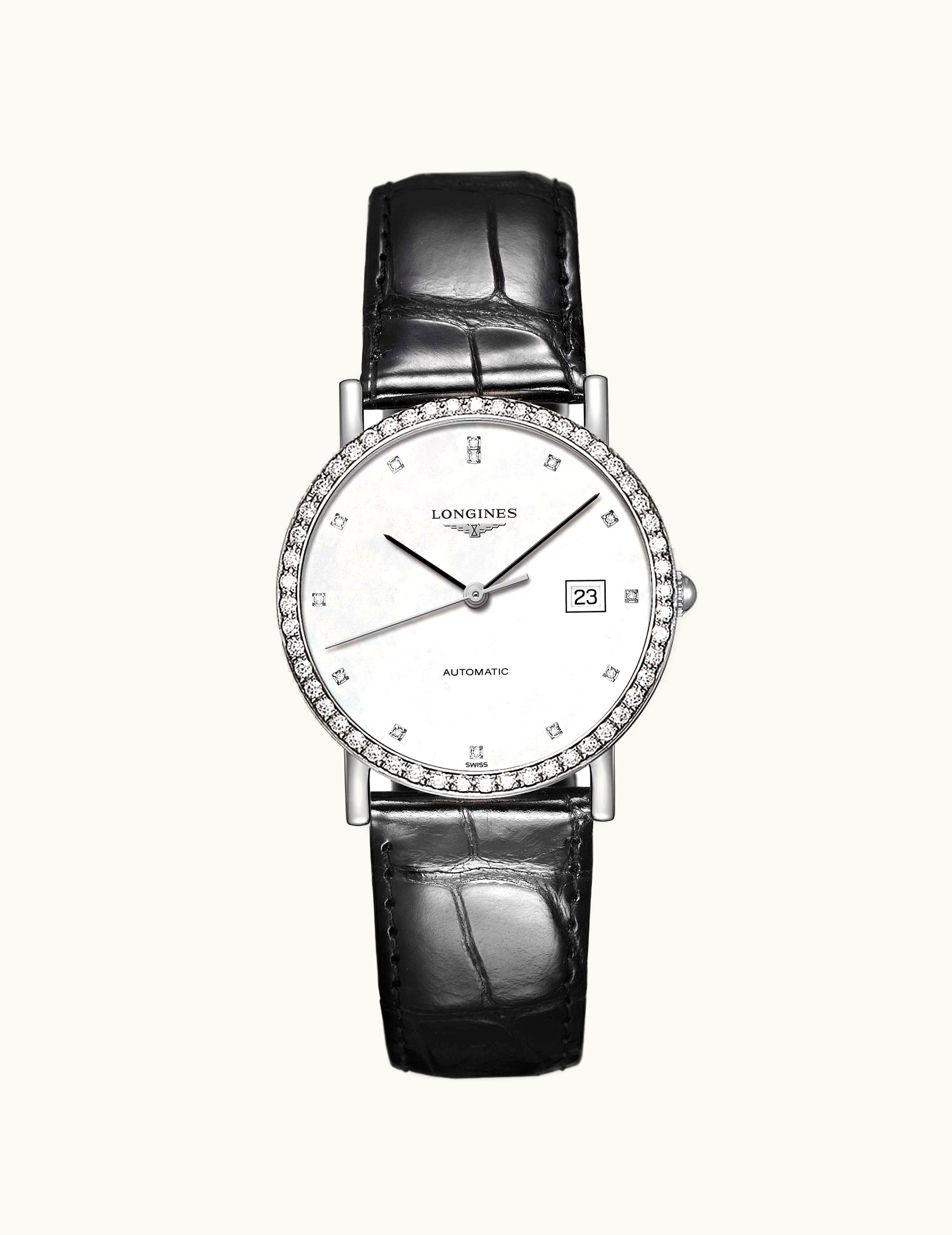 Longines Elegant Collection 34.5 Automatic Stainless Steel / Diamond / MOP / Strap