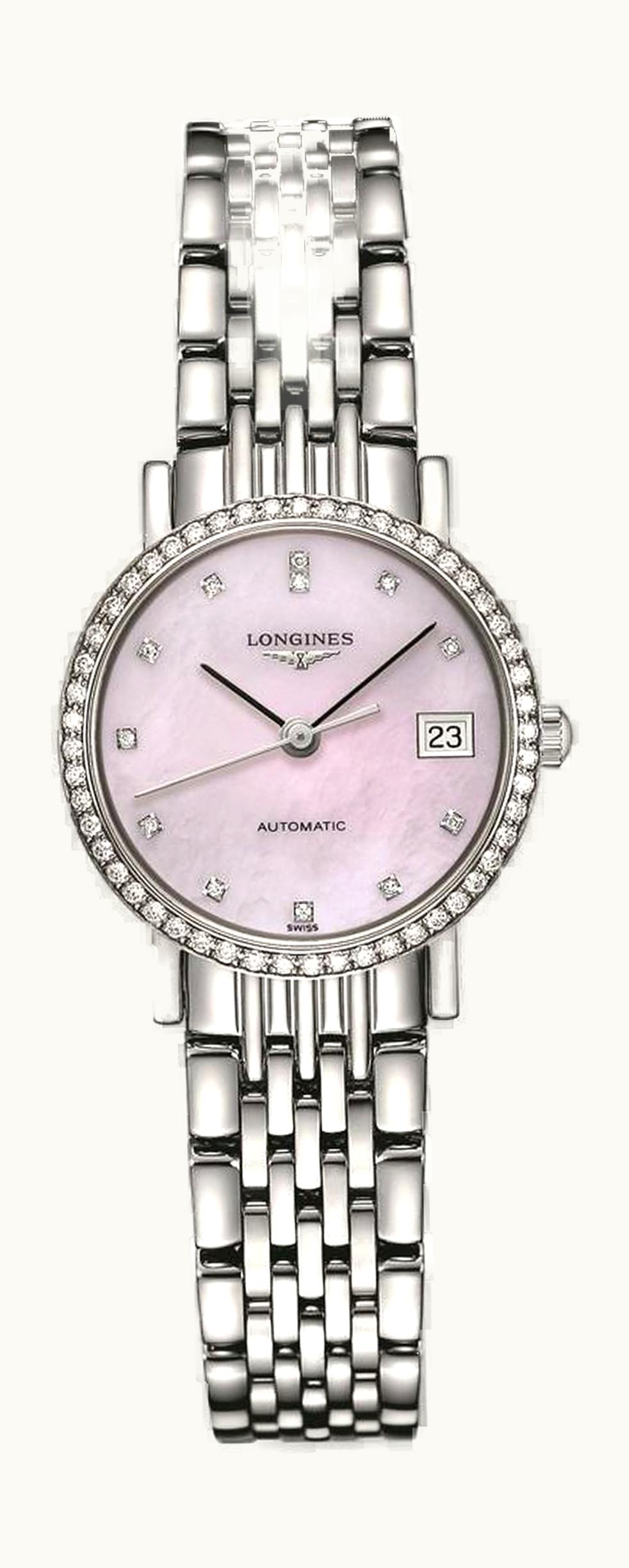 Longines Elegant Collection 25.5 Automatic Stainless Steel / Diamond / Pink MOP / Bracelet