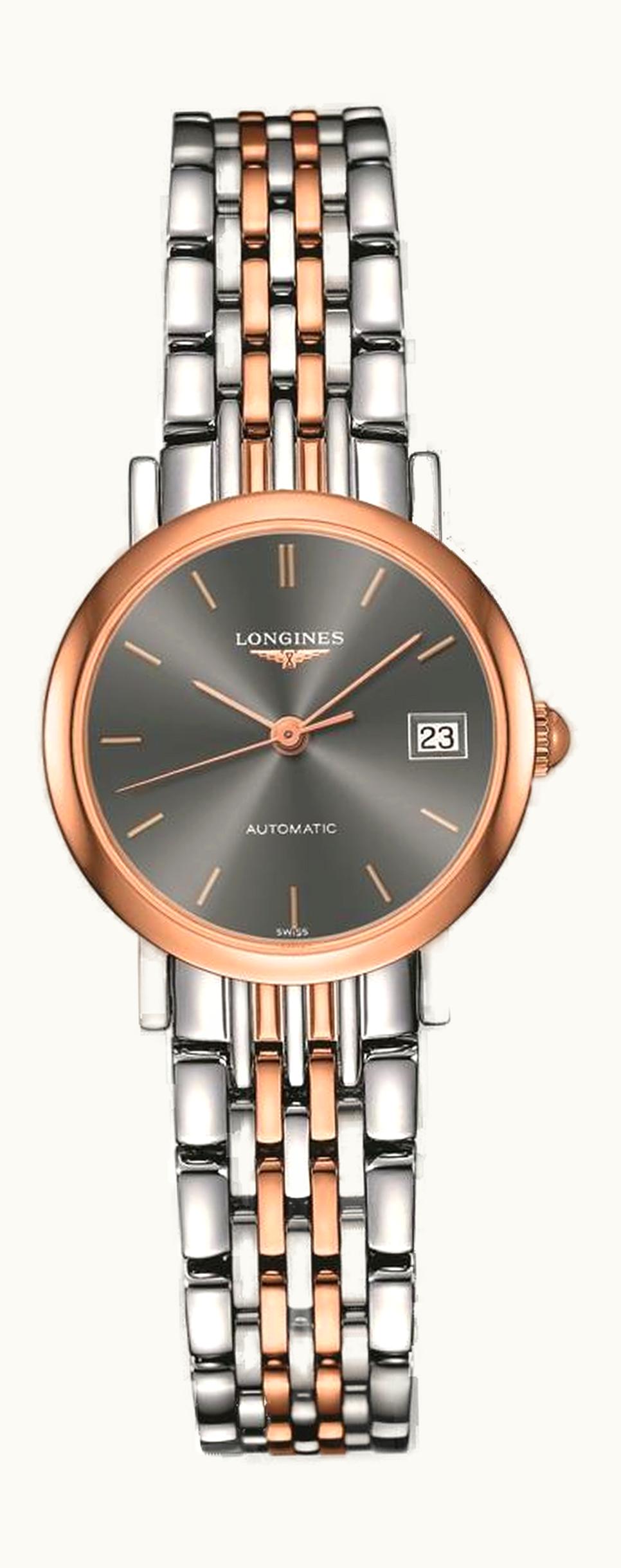 Longines Elegant Collection 25.5 Automatic Stainless Steel / Red Gold / Grey