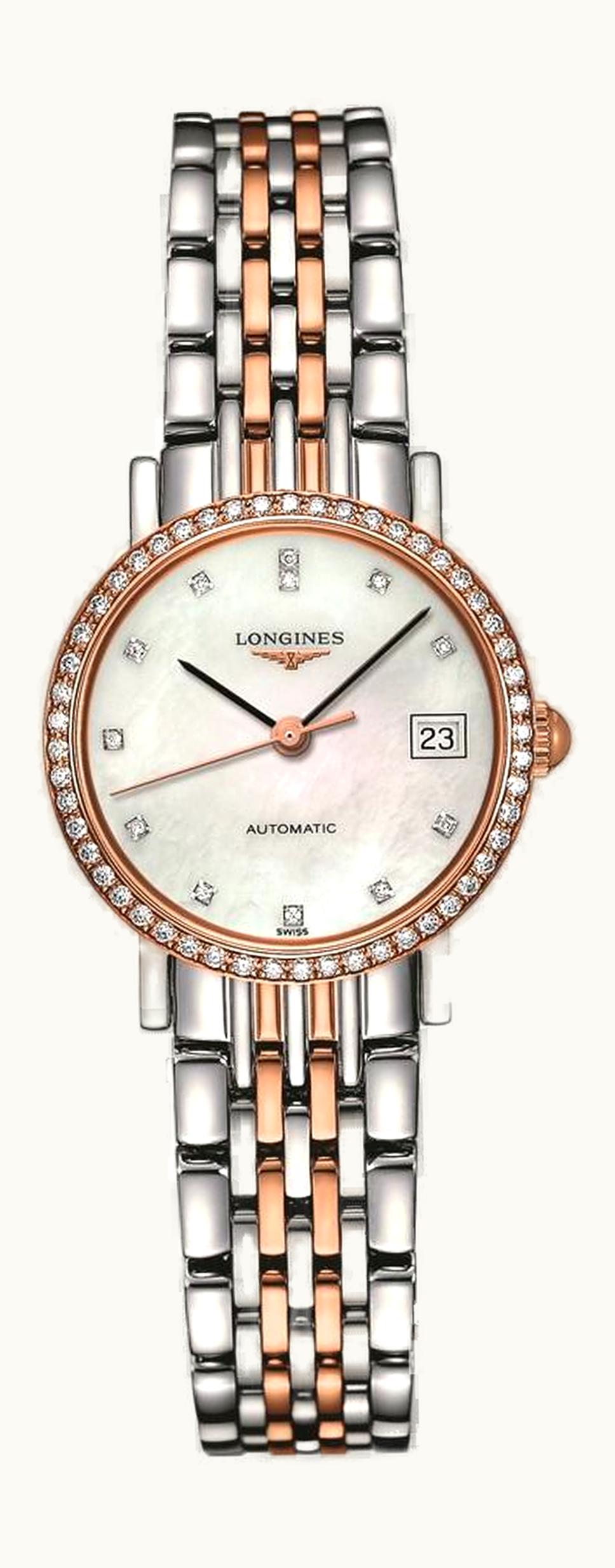 Longines Elegant Collection 25.5 Automatic Stainless Steel / Red Gold / Diamond / MOP