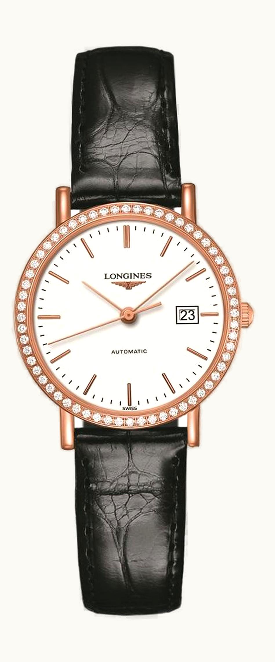 Longines Elegant Collection Automatic 29 Pink Gold / Diamond / White