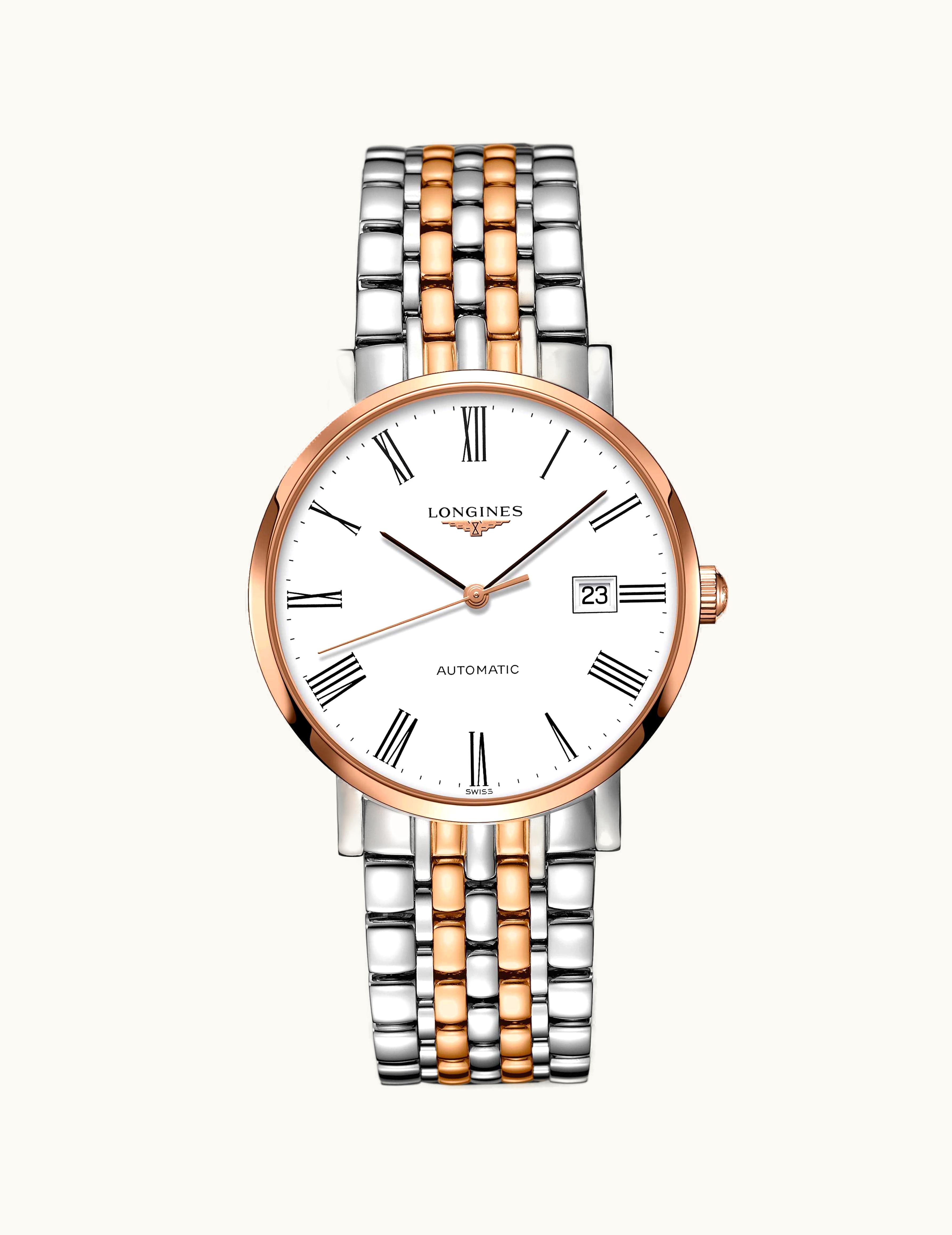 Longines Elegant Collection Automatic 9 Stainless Steel / Red Gold / White
