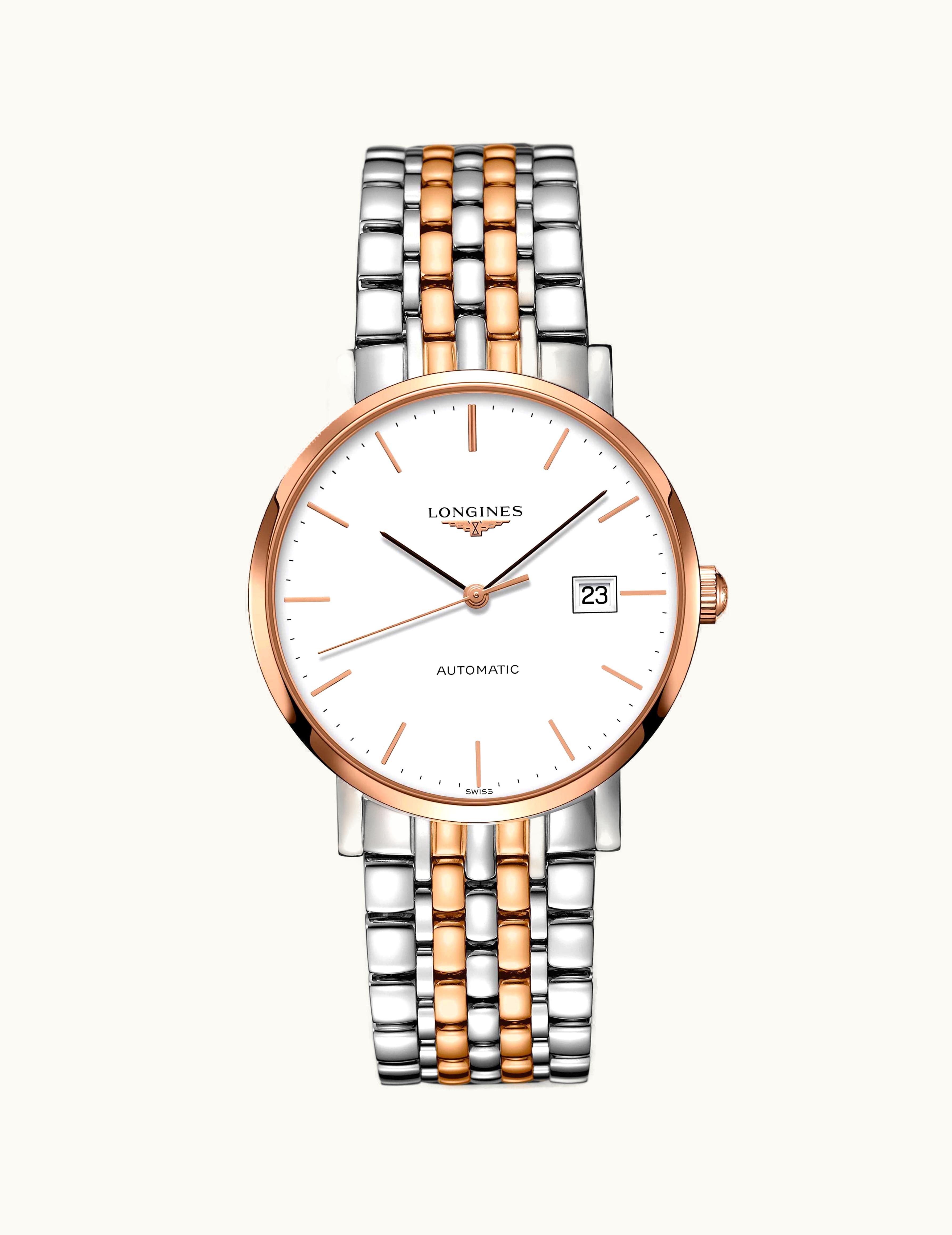 Longines Elegant Collection Automatic 9 Stainless Steel / Red Gold / White