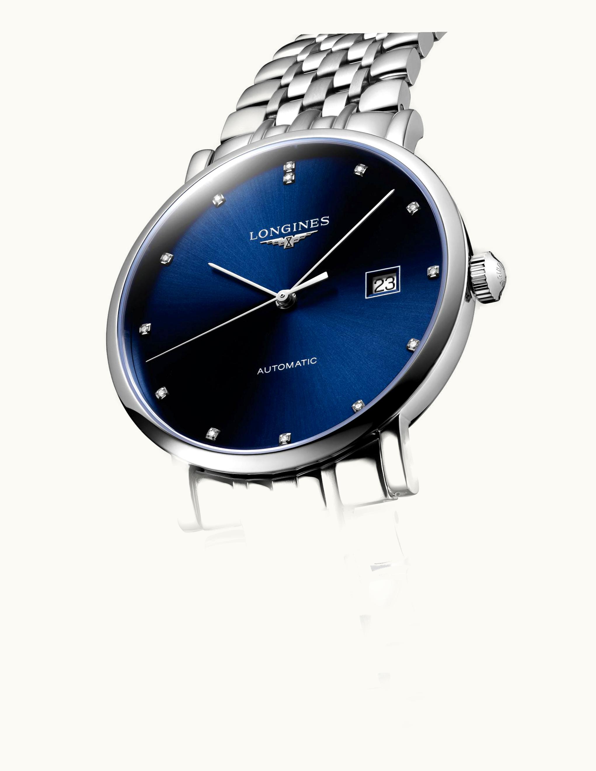 Longines Elegant Collection Automatic 39 Stainless Steel / Blue - Diamond / Bracelet