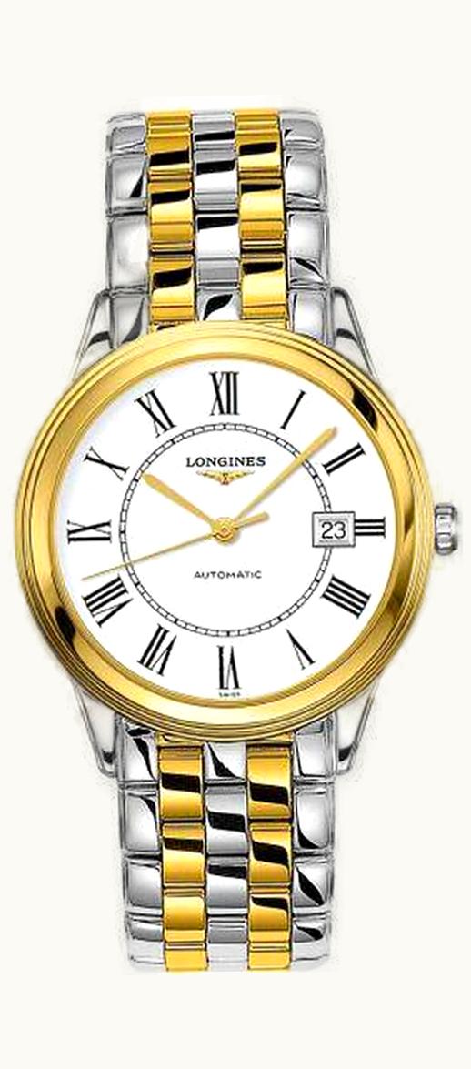Longines Flagship 38.5 Stainless Steel / Yellow Gold / White-Roman / Bracelet