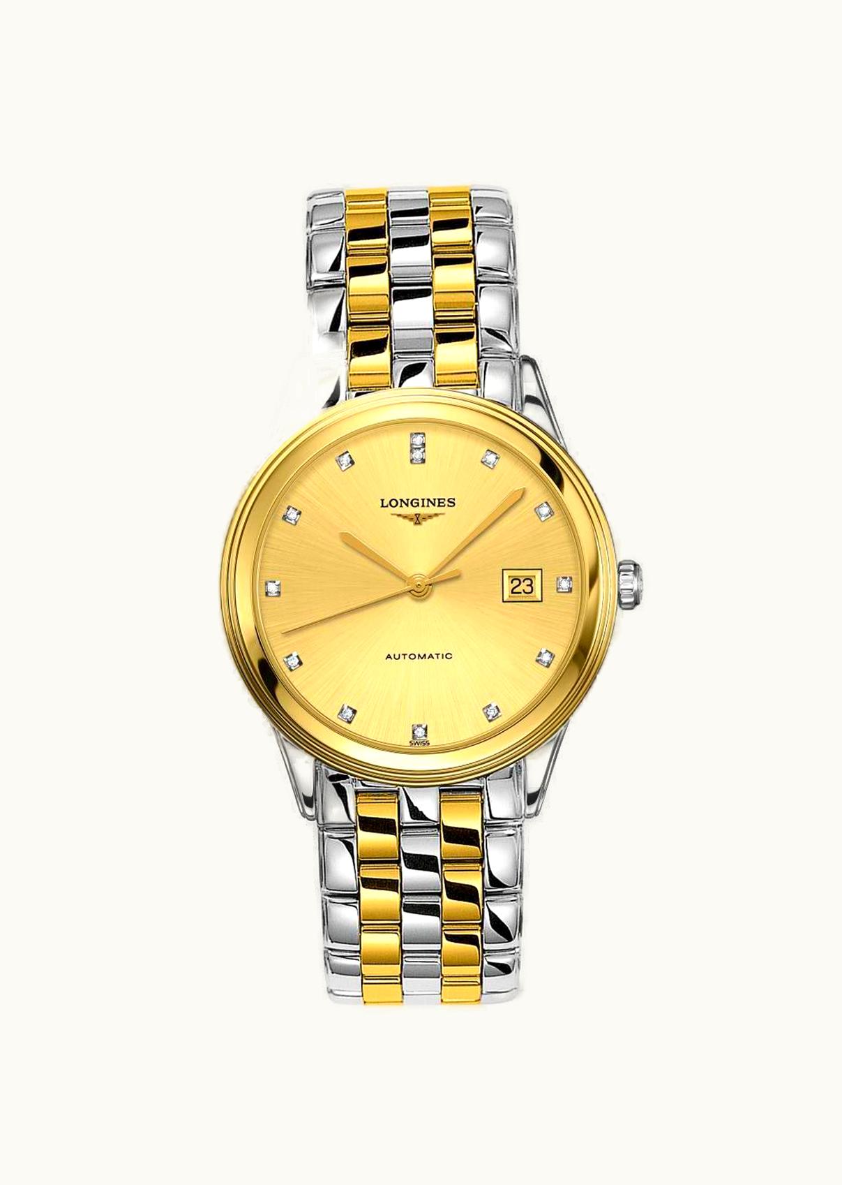 Longines Flagship 38.5 Automatic Stainless Steel - Yellow Gold / White - Diamond / Bracelet