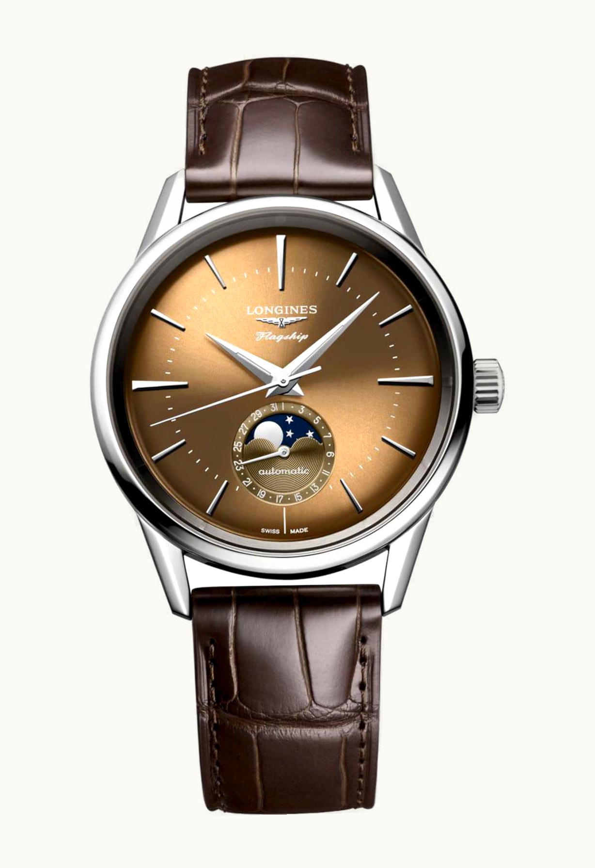 Longines Heritage Flagship Moonphase Stainless Steel / Beige