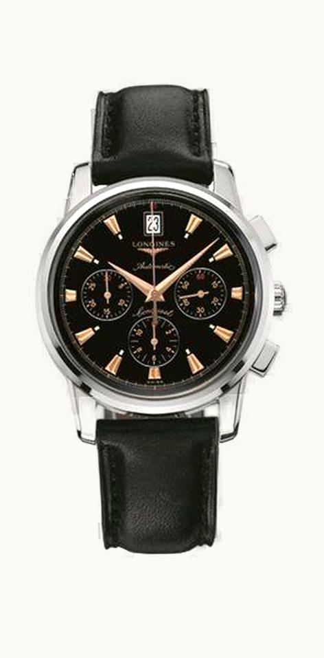 Longines Conquest Heritage Chronograph Black / Calf