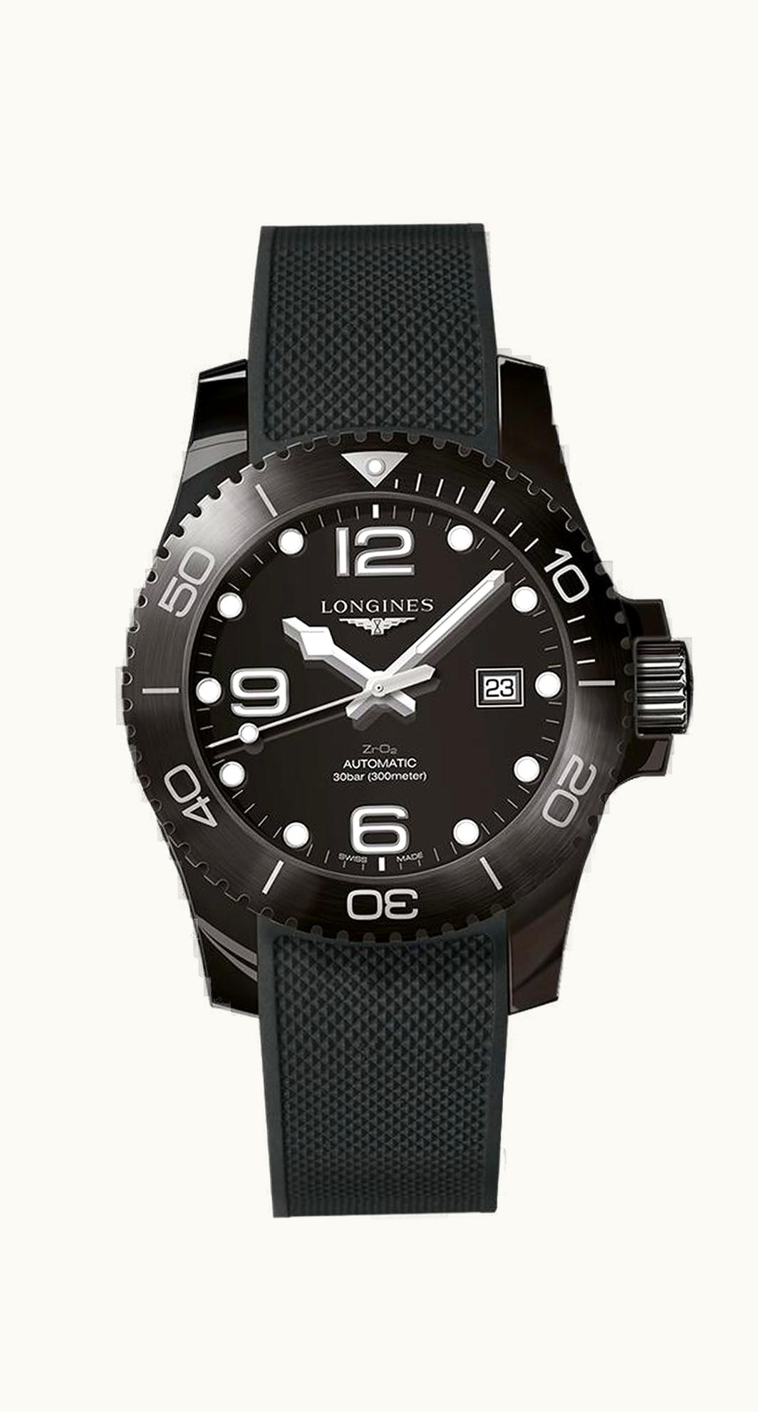 Longines Hydroconquest  43 Automatic Ceramic / Black / Rubber