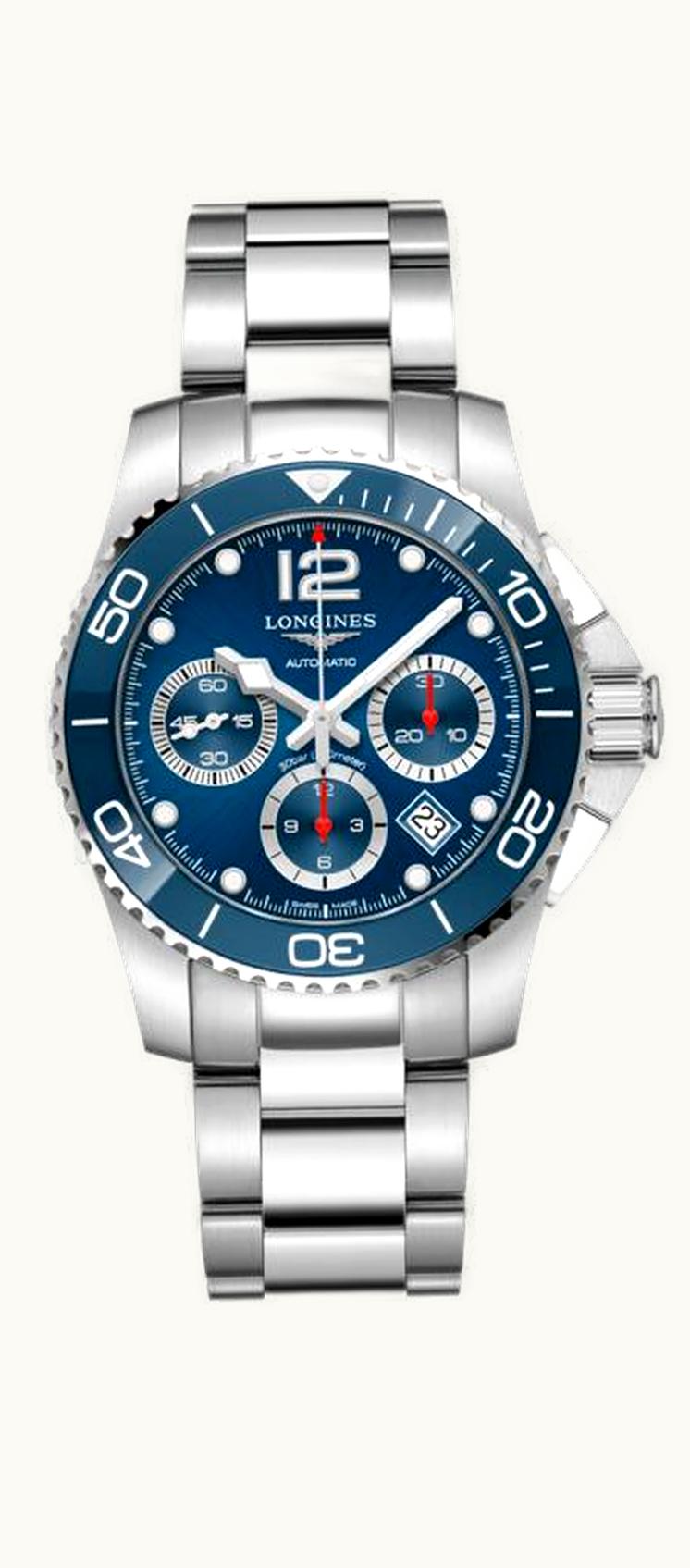 Longines HydroConquest 41 Automatic Chronograph Stainless Steel / Ceramic / Blue / Bracelet
