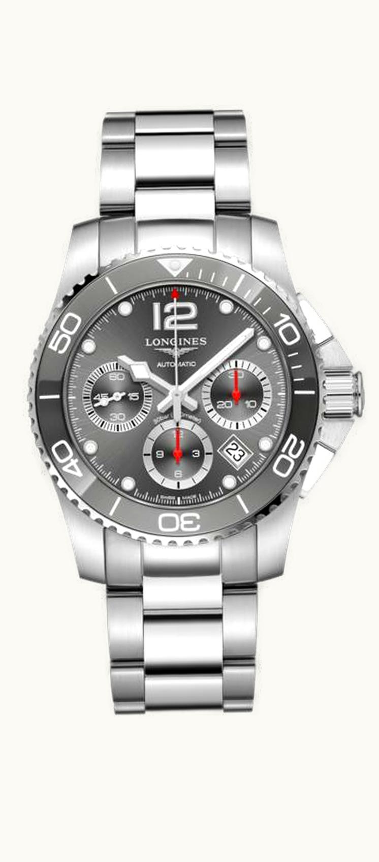 Longines HydroConquest 41 Automatic Chronograph Stainless Steel / Ceramic / Grey / Bracelet