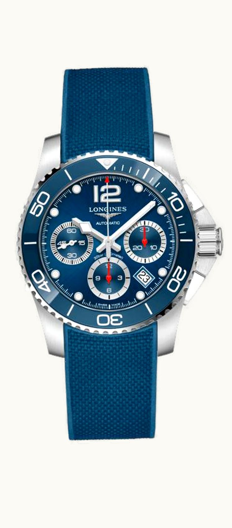 Longines HydroConquest 41 Automatic Chronograph Stainless Steel / Ceramic / Blue / Rubber