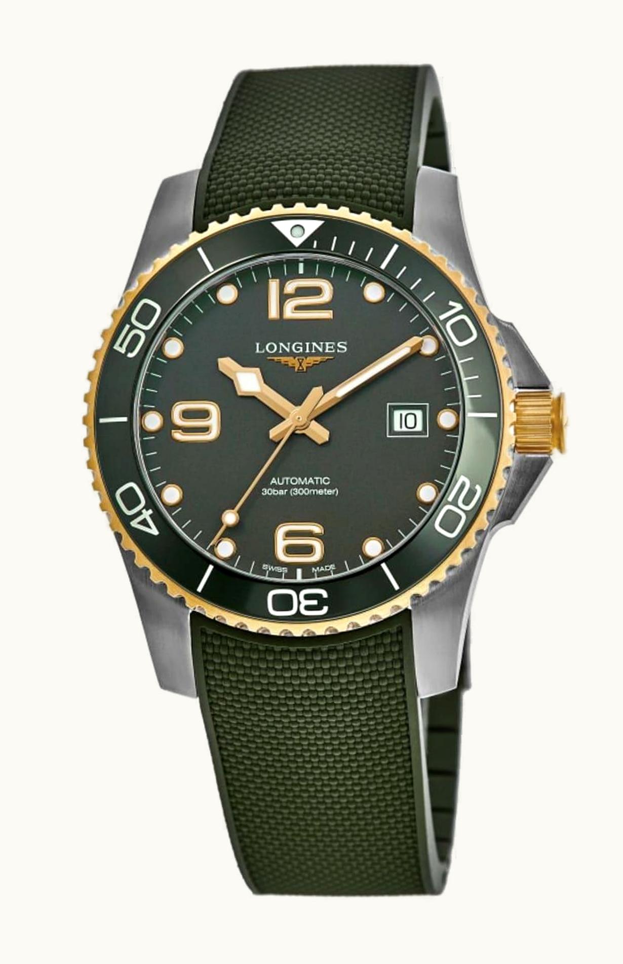 Longines HydroConquest 41 Automatic Stainless Steel / Yellow Gold / Green / Rubber