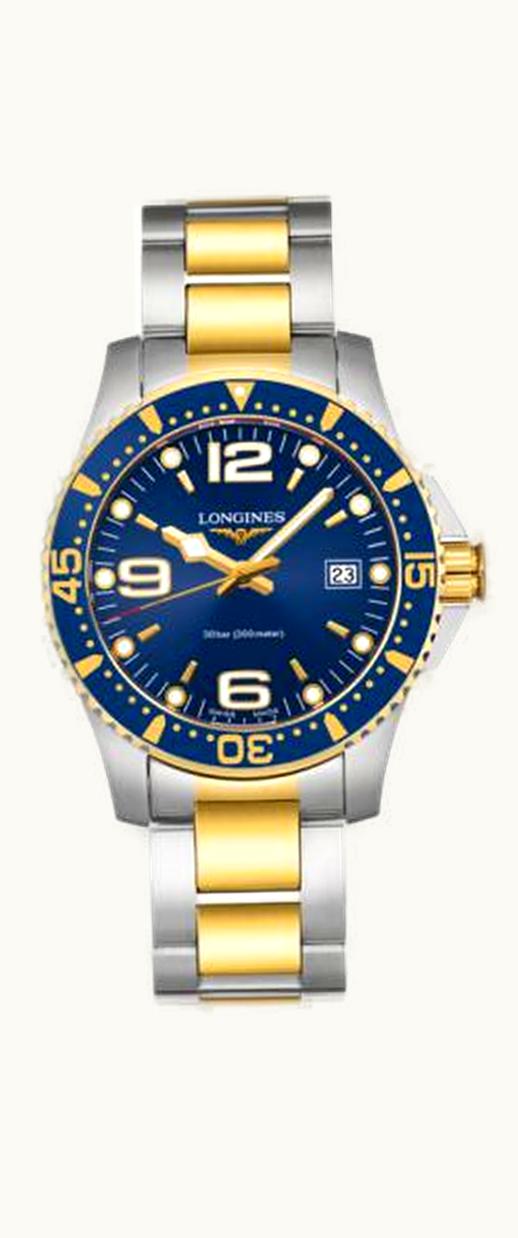 Longines HydroConquest 41 Quartz Stainless Steel / Yellow Gold / Blue / Bracelet