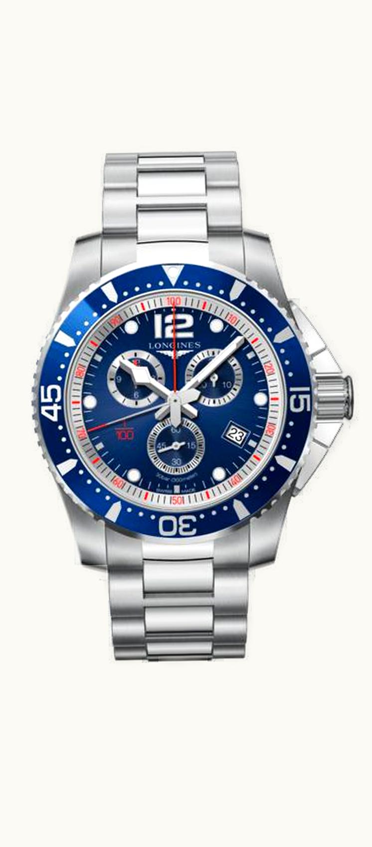 Longines HydroConquest 47.5 Quartz Chronograph Stainless Steel / Blue / Bracelet