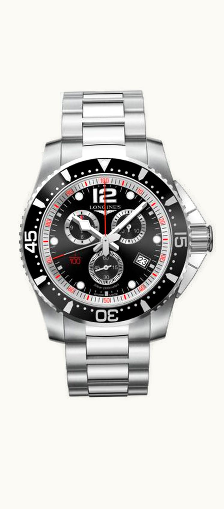 Longines HydroConquest 47.5 Chronograph Quartz Stainless Steel / Black / Bracelet