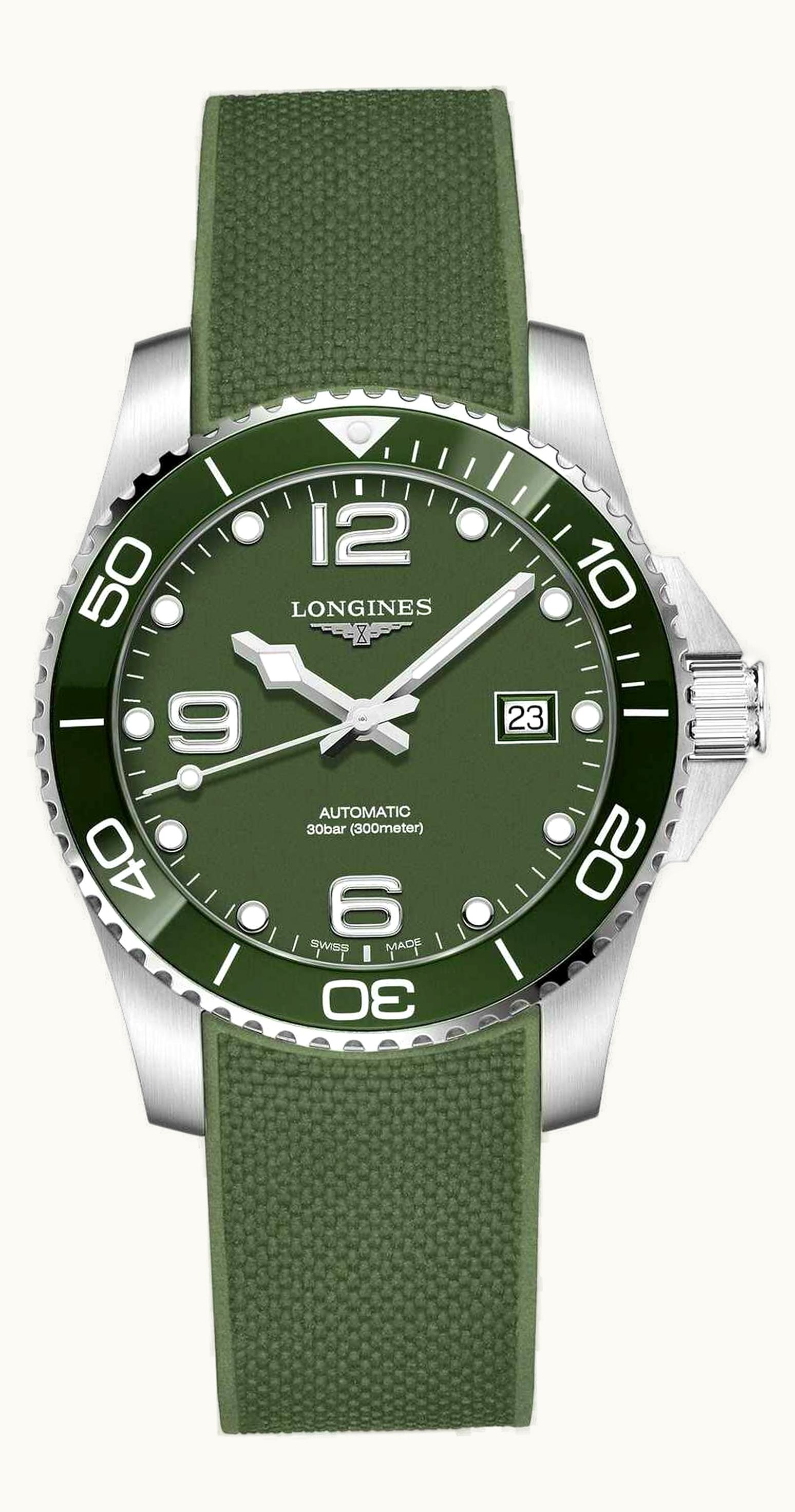 Longines HydroConquest 41 Automatic Stainless Steel / Ceramic / Green / Rubber