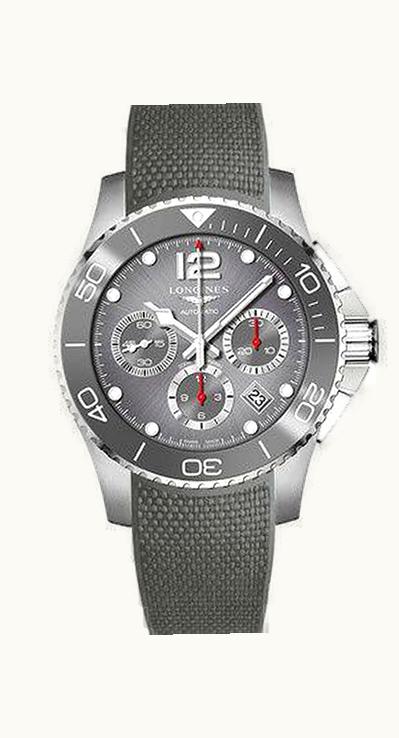 Longines HydroConquest 43 Automatic Chronograph Stainless Steel / Ceramic / Grey / Rubber