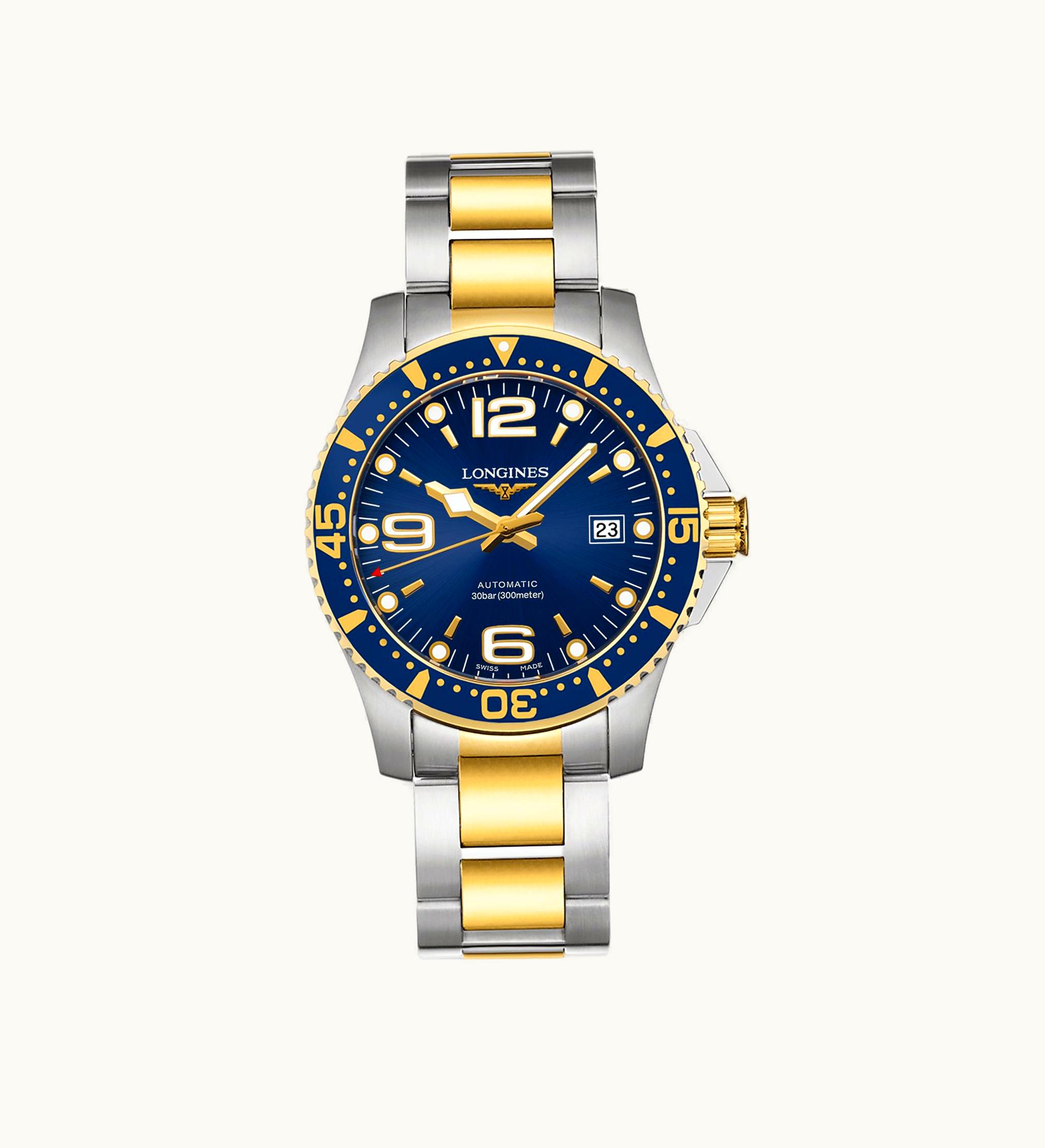 Longines HydroConquest 41 Automatic Stainless Steel / Yellow Gold / Blue
