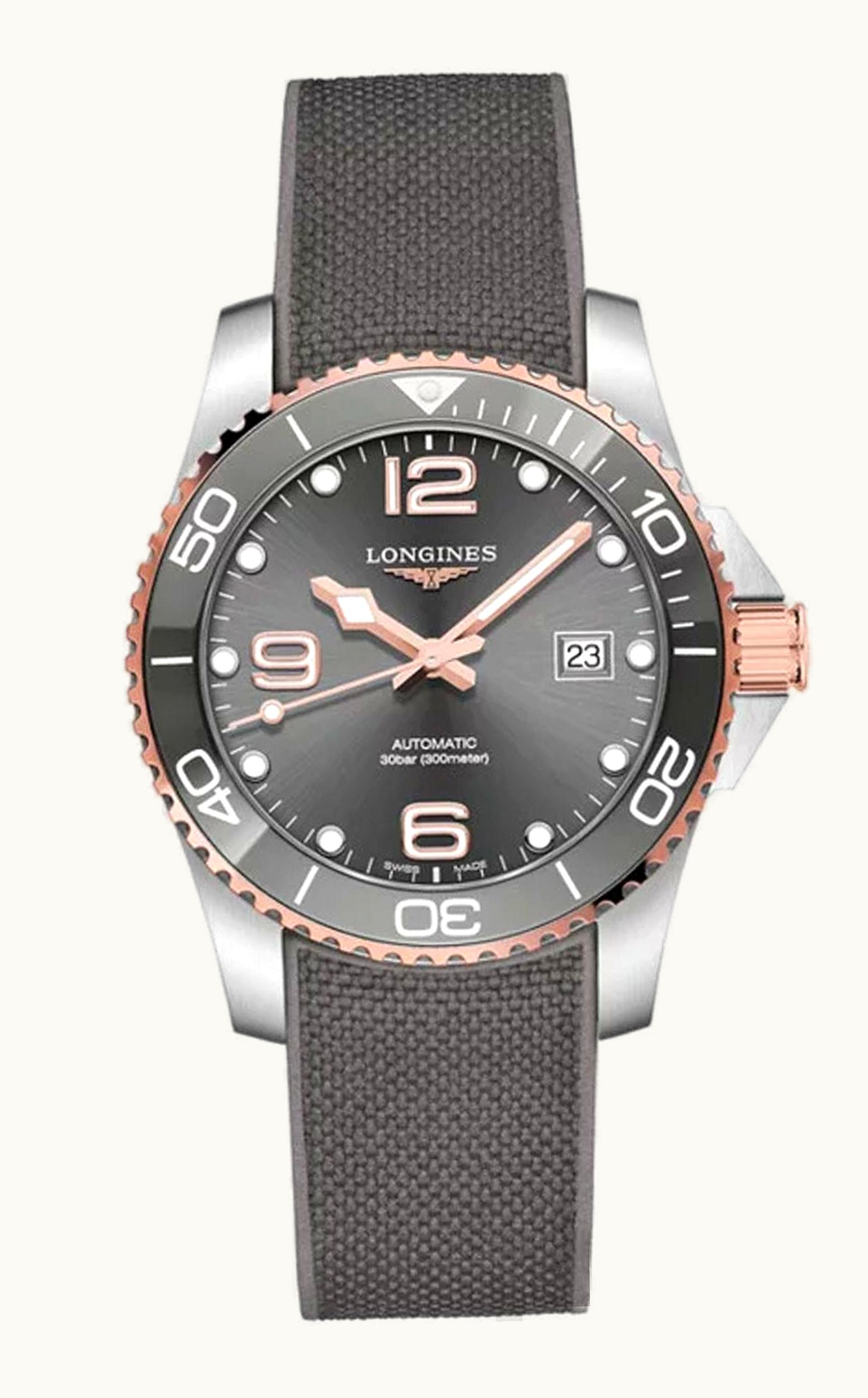 Longines HydroConquest 41 Automatic Stainless Steel / Rose Gold / Grey / Rubber