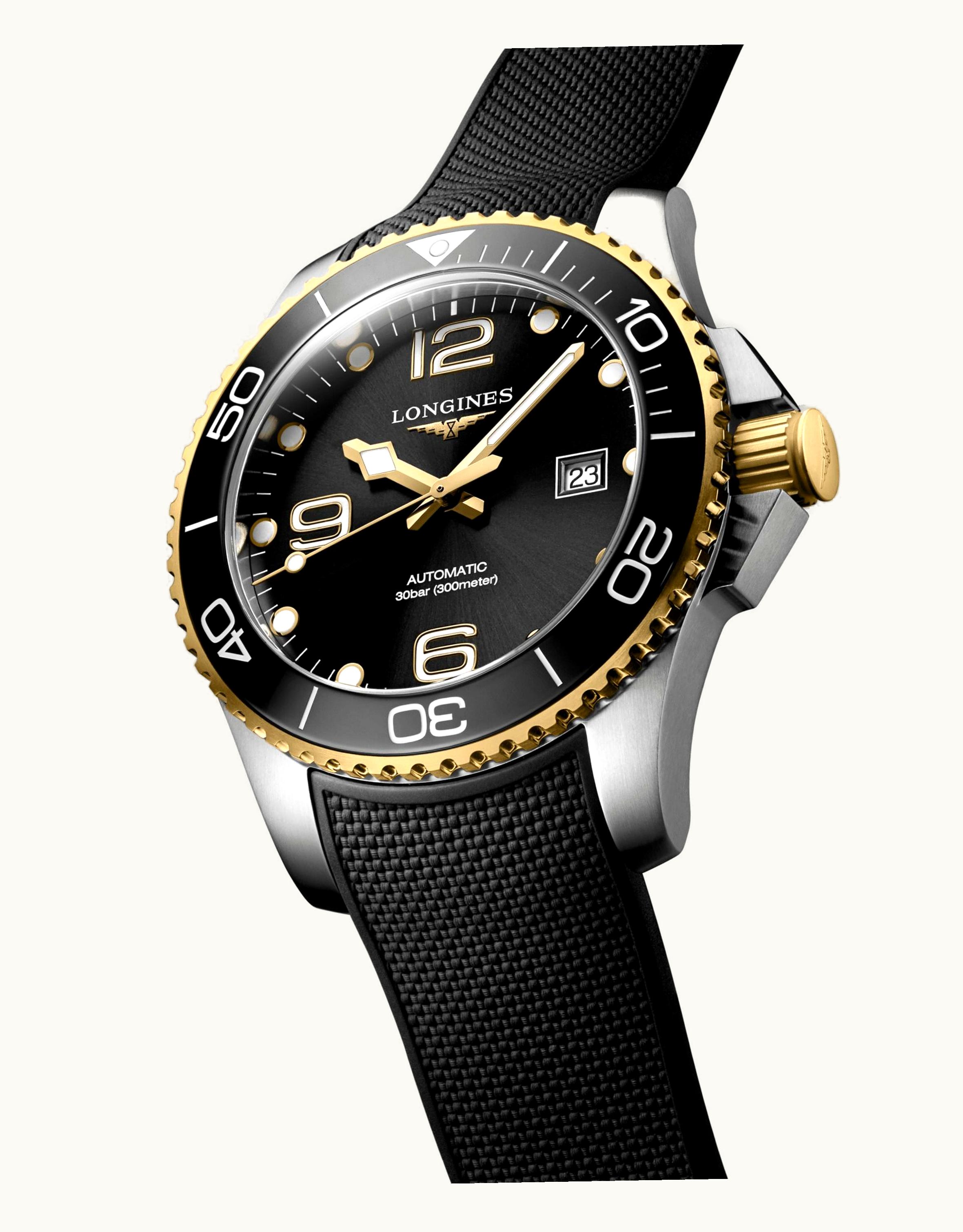 Longines HydroConquest 43 Automatic Stainless Steel - Yellow Gold / Black / Rubber