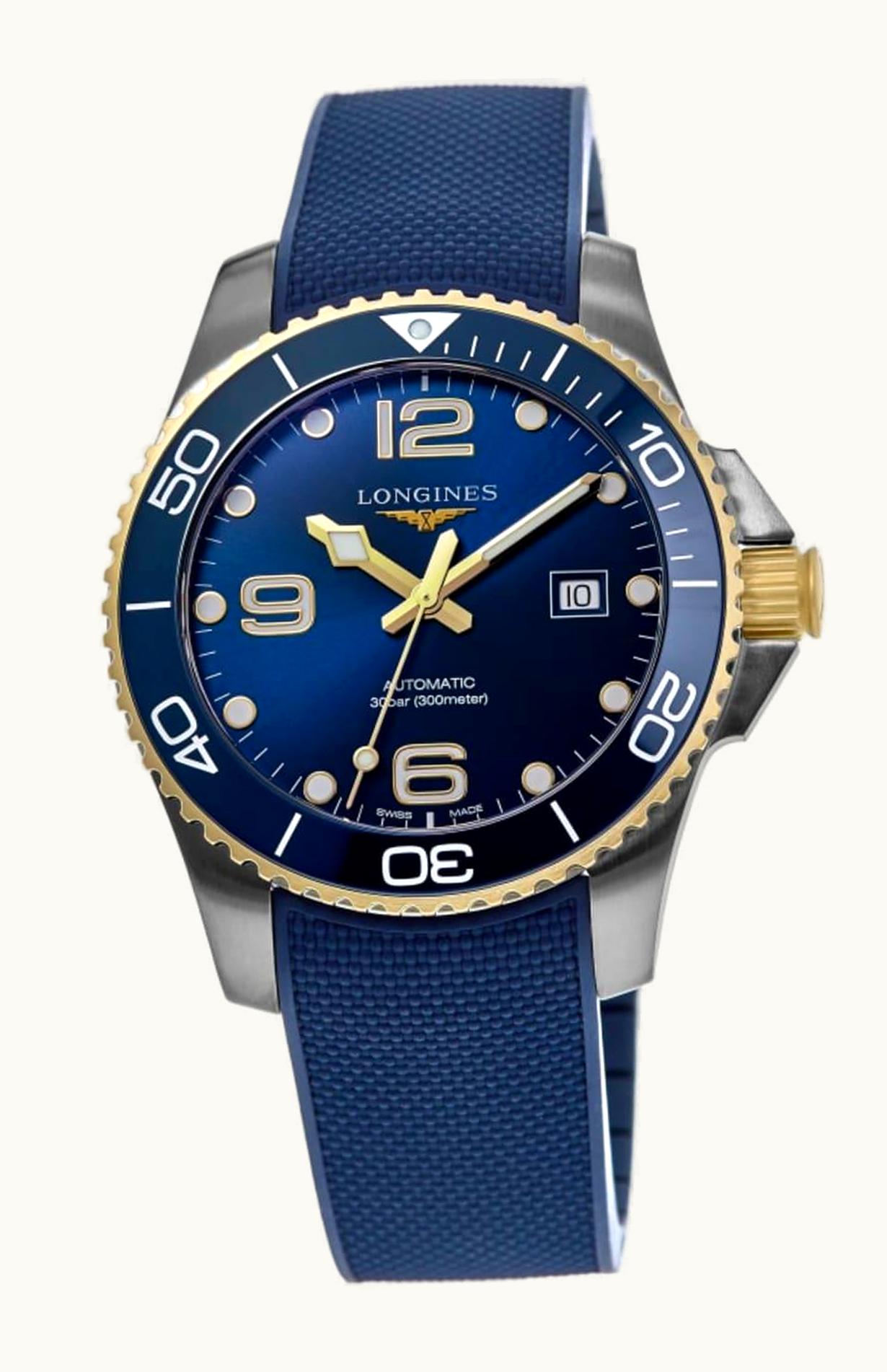 Longines HydroConquest 43 Automatic Stainless Steel - Yellow Gold / Blue / Rubber