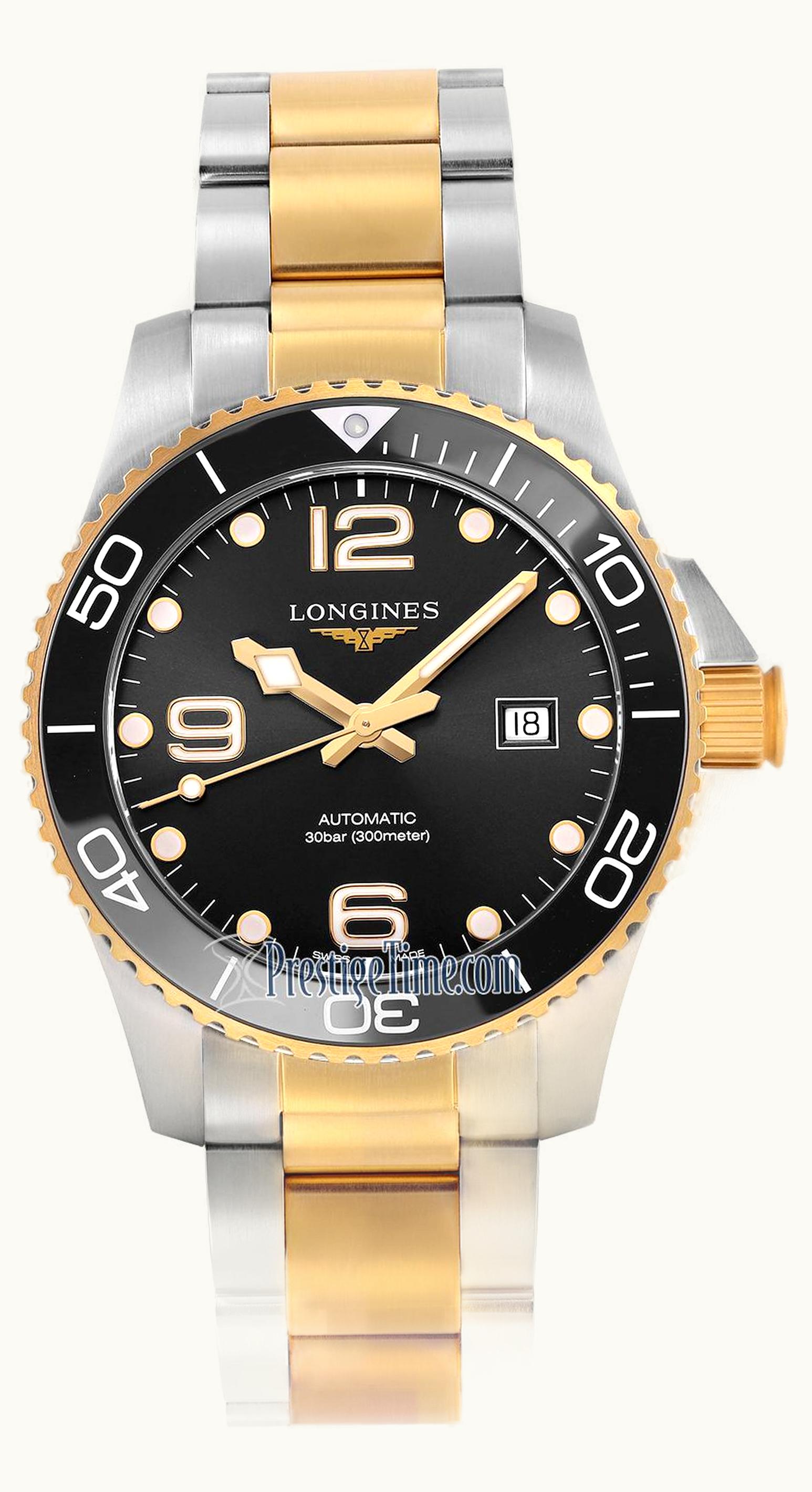 Longines HydroConquest 43 Automatic Stainless Steel - Yellow Gold / Black / Bracelet