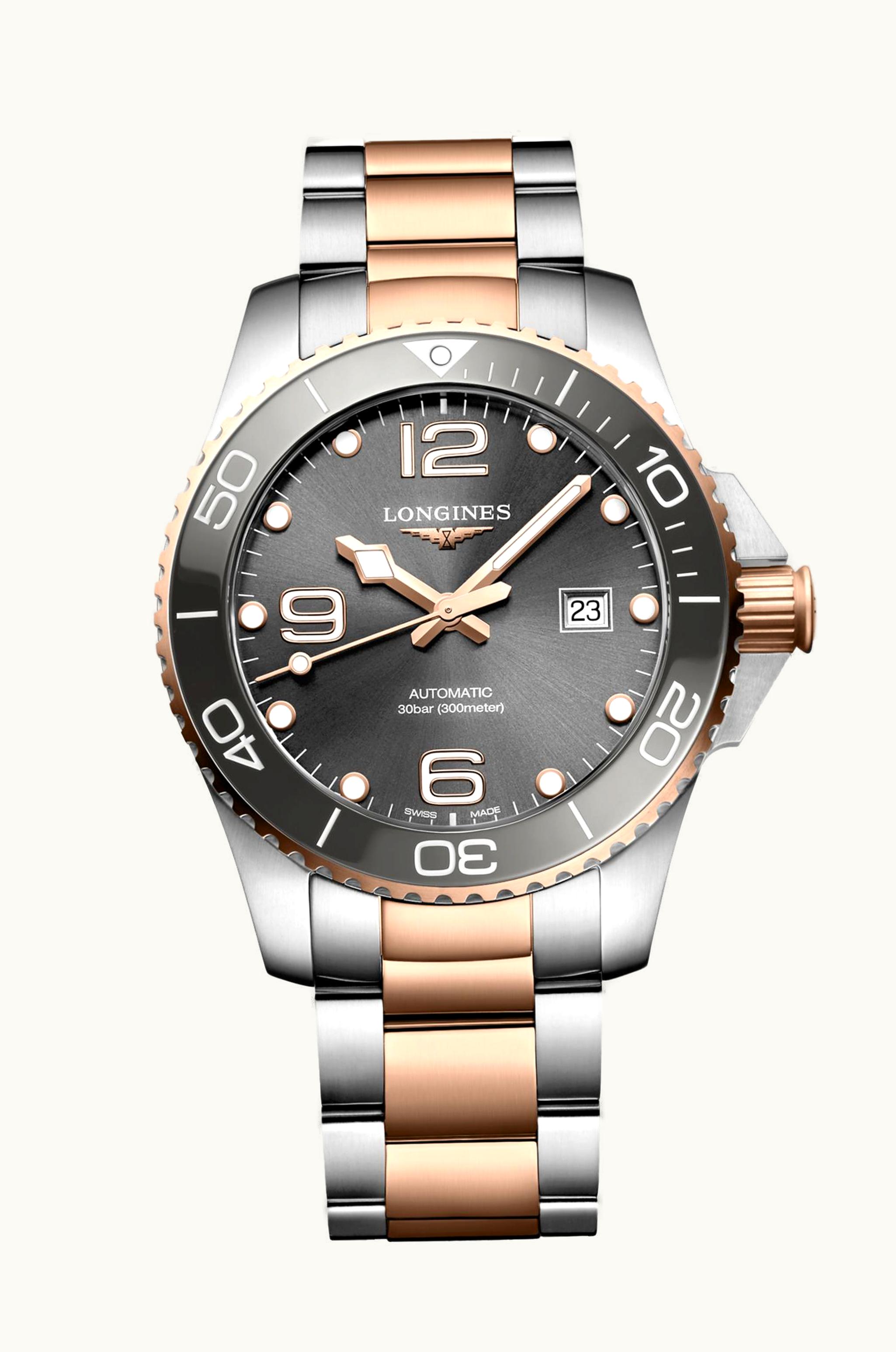 Longines HydroConquest 43 Automatic Stainless Steel - Pink Gold / Grey / Bracelet