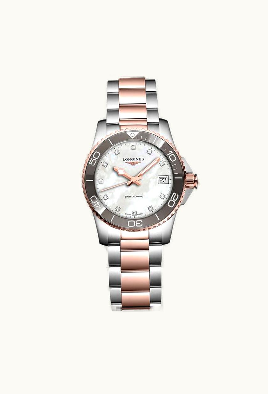 Longines HydroConquest 32 Quartz Stainless Steel - Pink Gold / MOP / Bracelet
