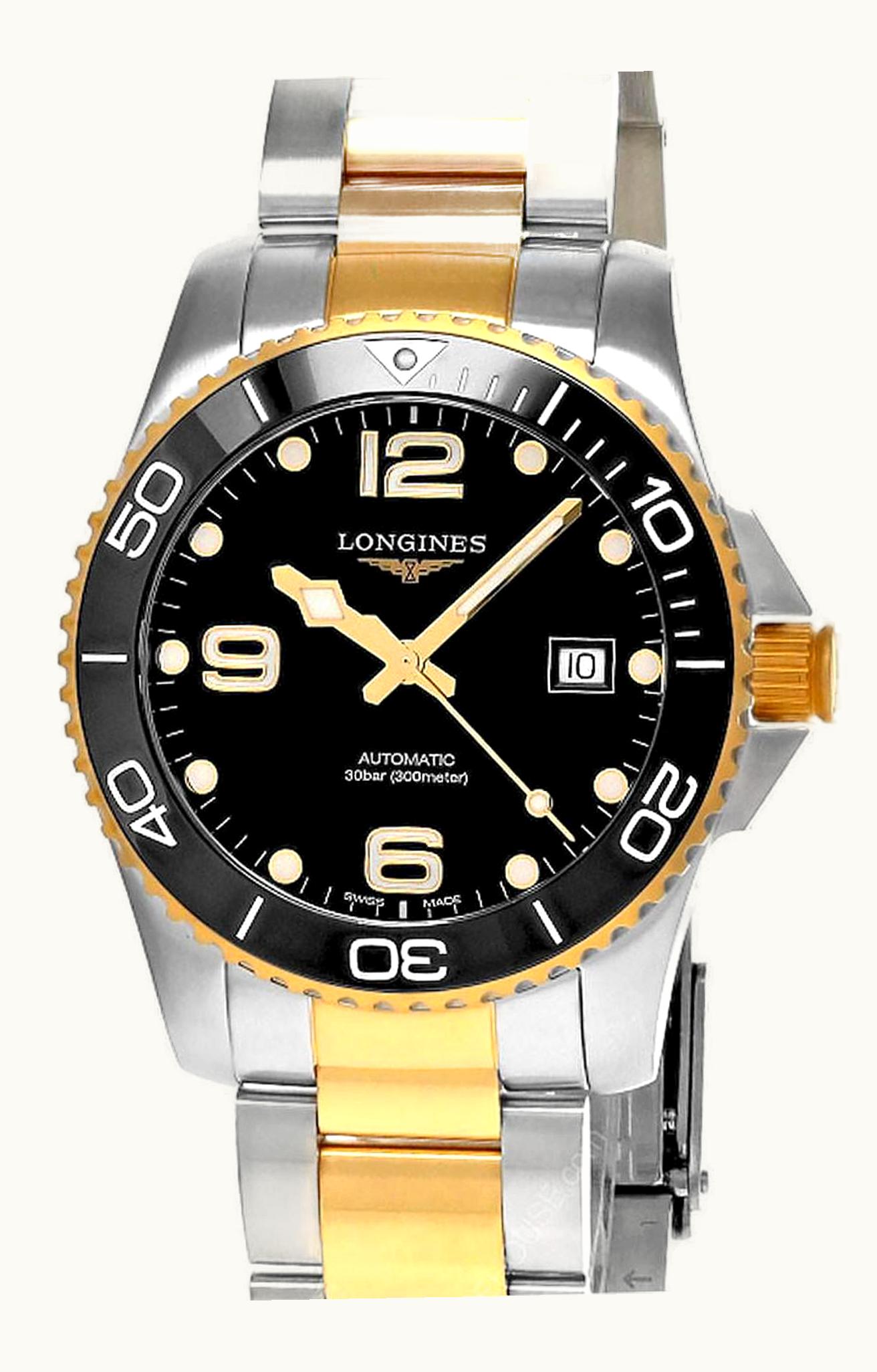 Longines HydroConquest 41 Automatic Stainless Steel - Yellow Gold / Black / Bracelet