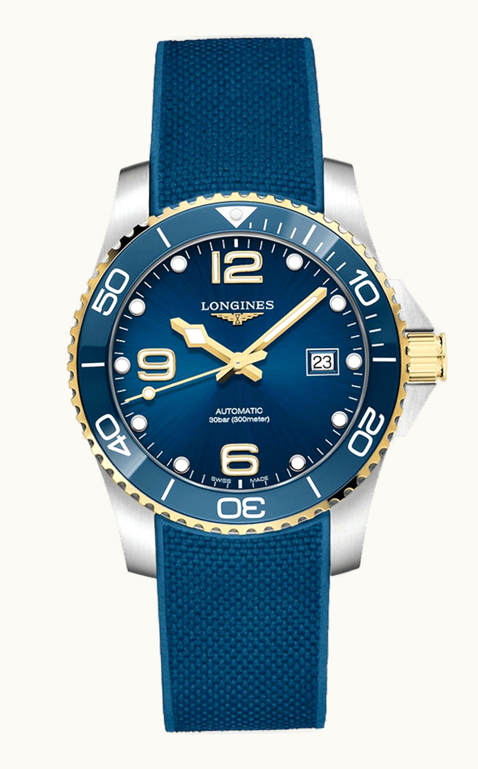 Longines HydroConquest 41 Automatic Stainless Steel - Yellow Gold / Blue / Rubber