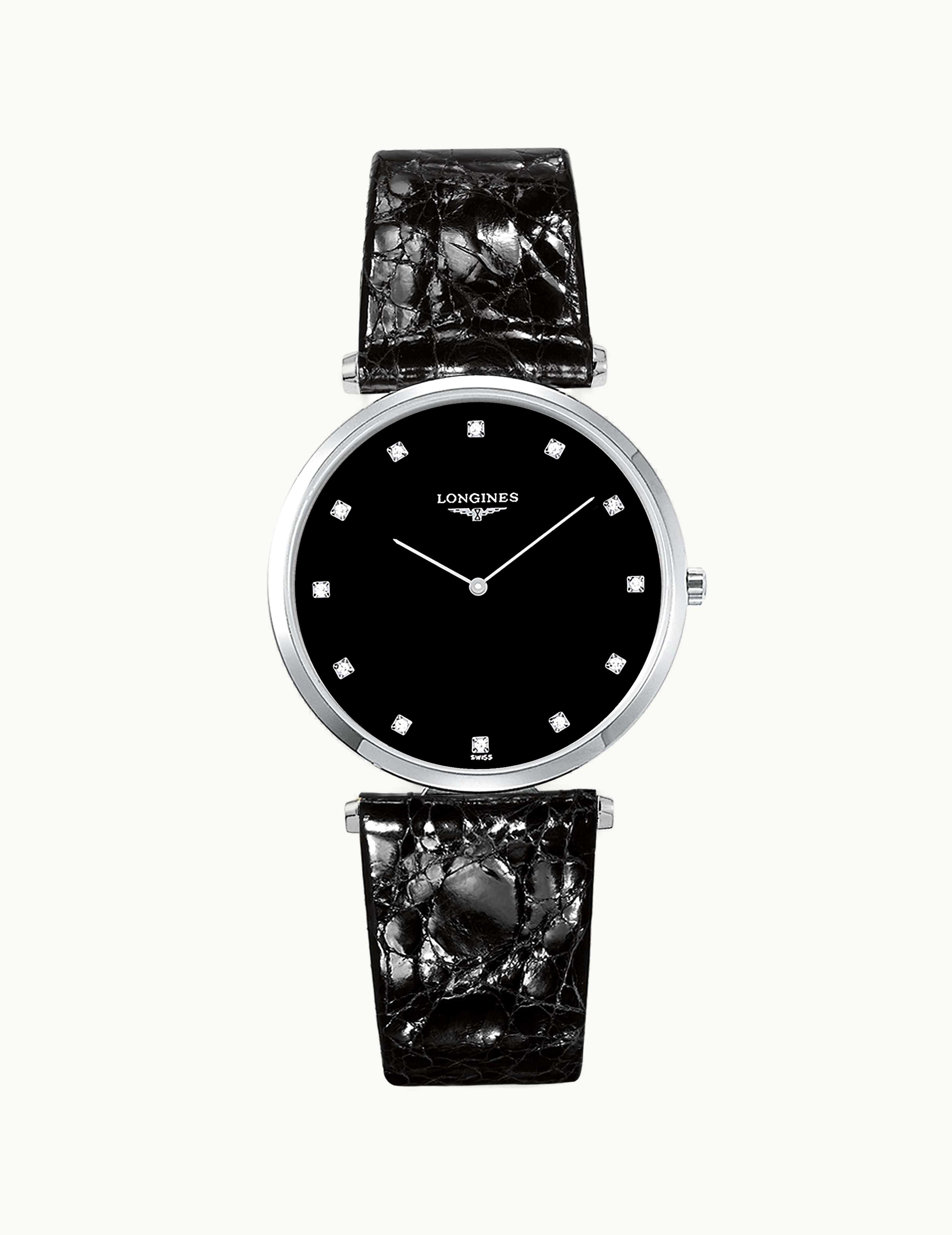 Longines La Grandes Classique Quartz 36 Stainless Steel / Black-Diamond / Strap