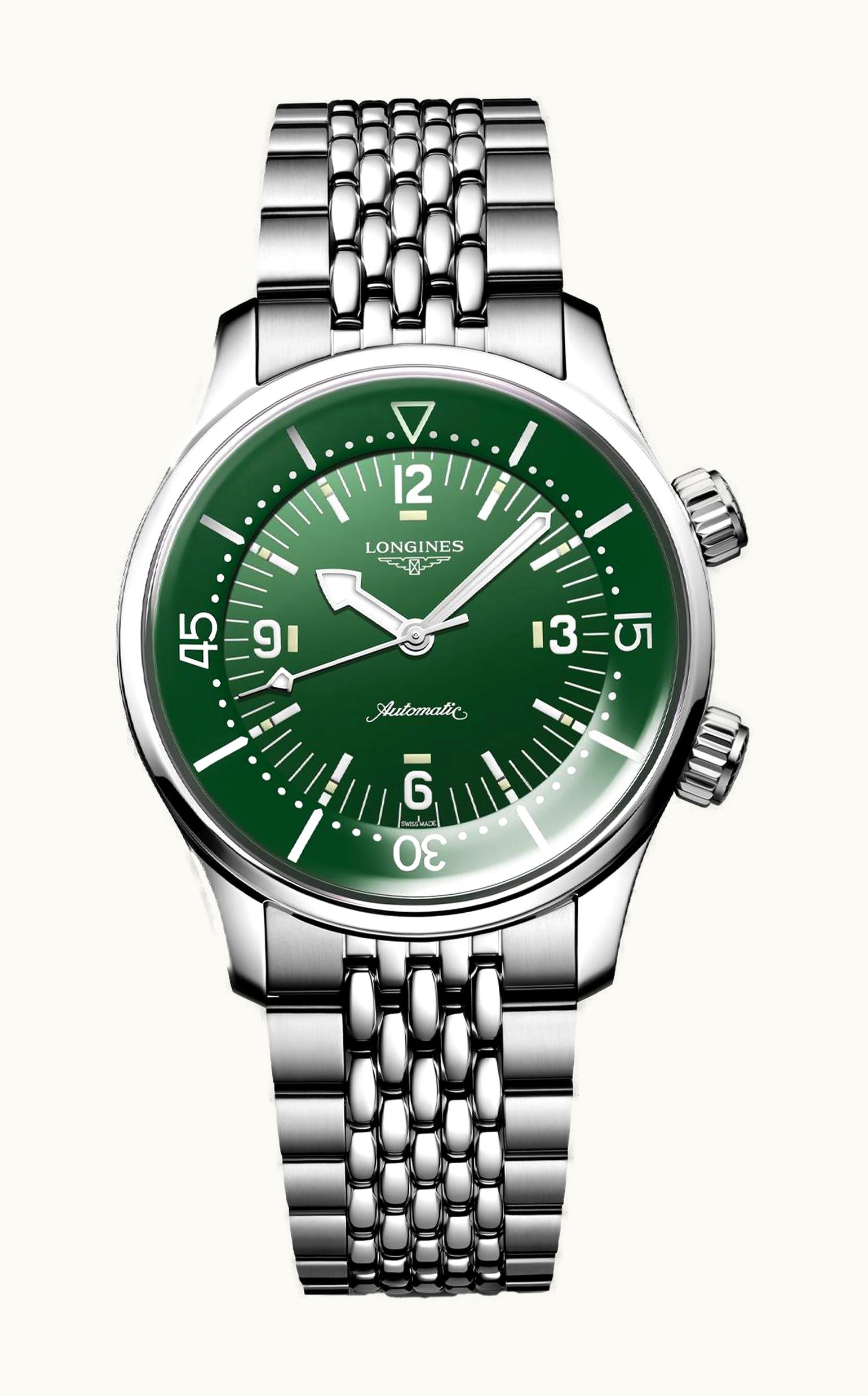 Longines Heritage Legend Diver 39 Stainless Steel / Green / Bracelet