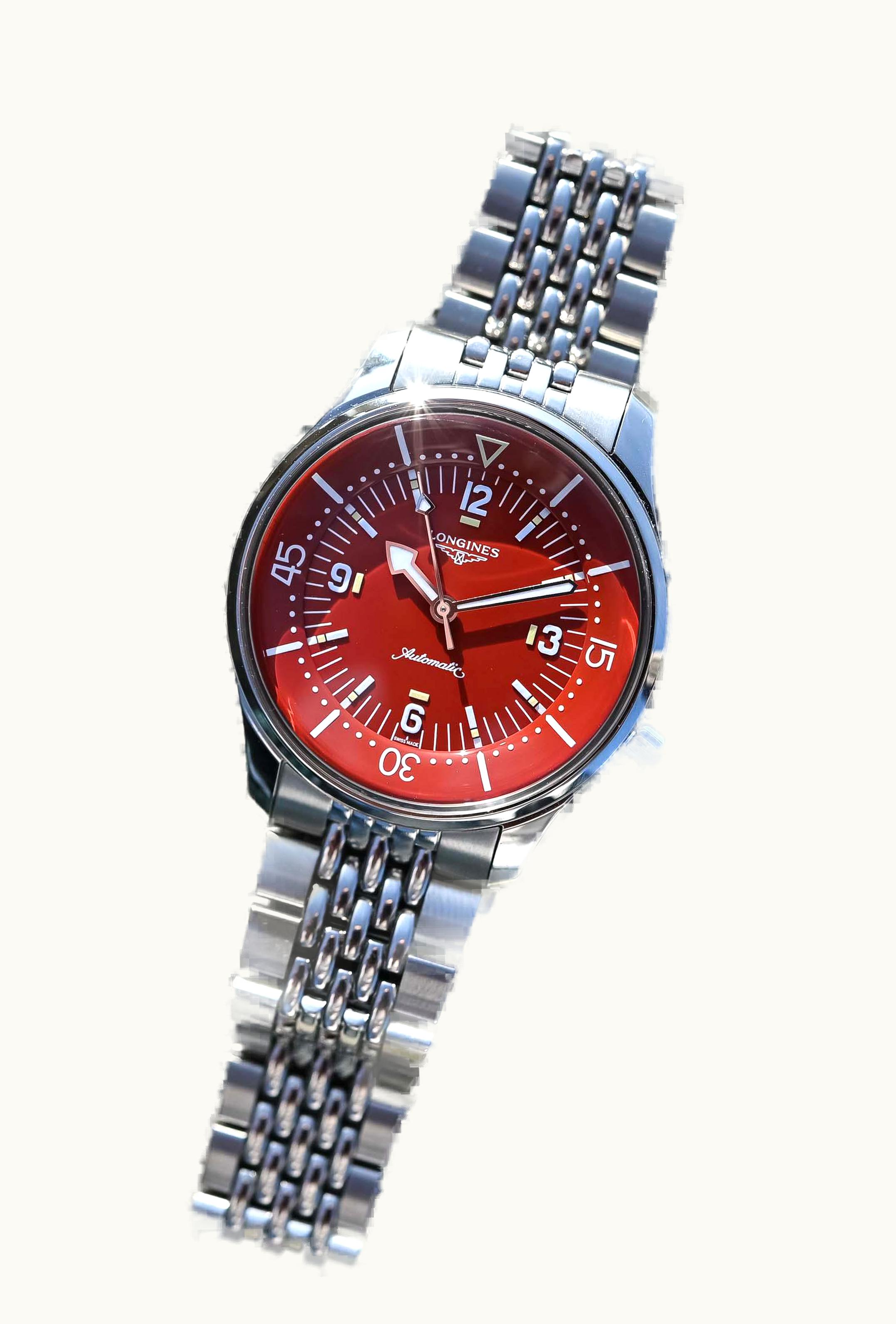 Longines Heritage Legend Diver 39 Stainless Steel / Terracotta / Bracelet