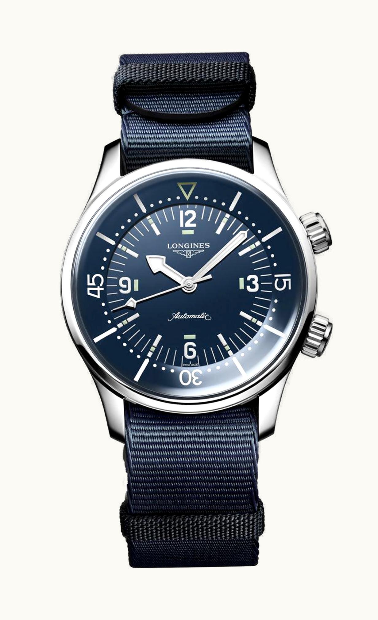 Longines Heritage Legend Diver 39 Stainless Steel / Blue / NATO