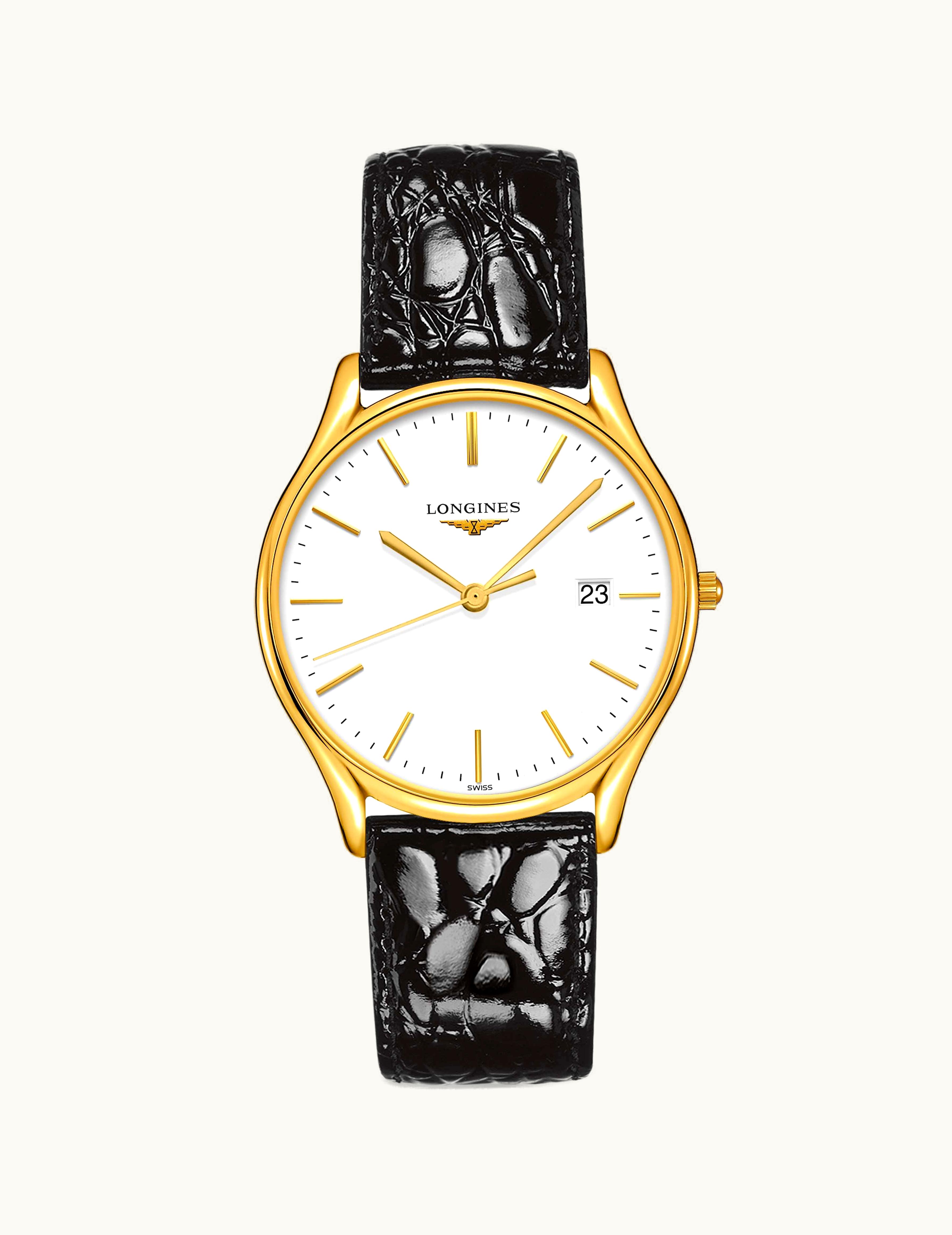 Longines Lyre Quartz 38.5mm PVD Gold / White