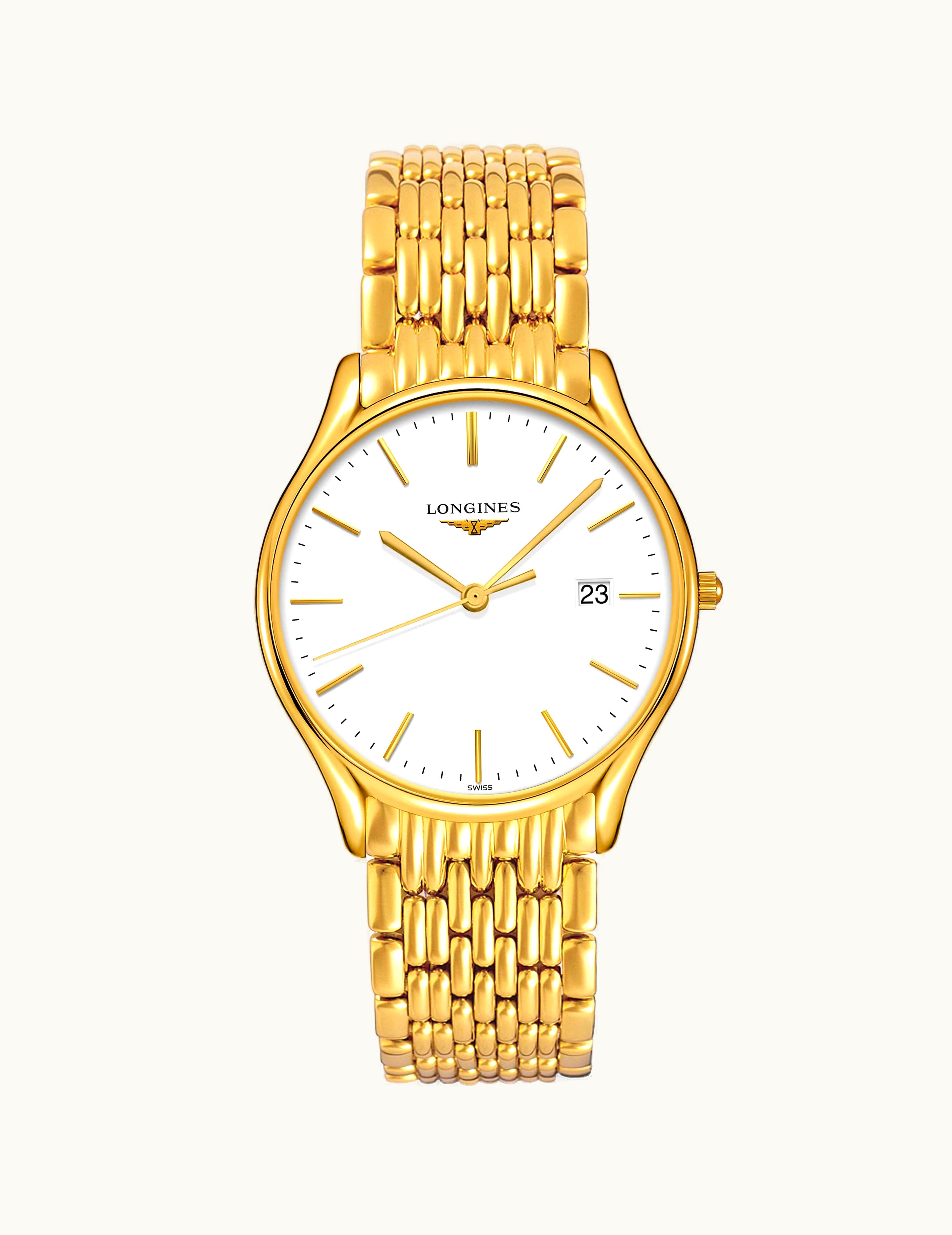 Longines Lyre Quartz 38.5mm PVD Gold / White / Bracelet