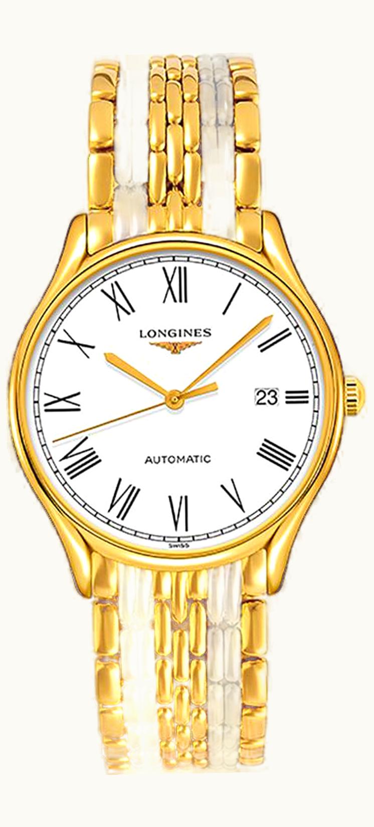 Longines Lyre 38.5 Automatic PVD Gold / White - Roman / Bracelet