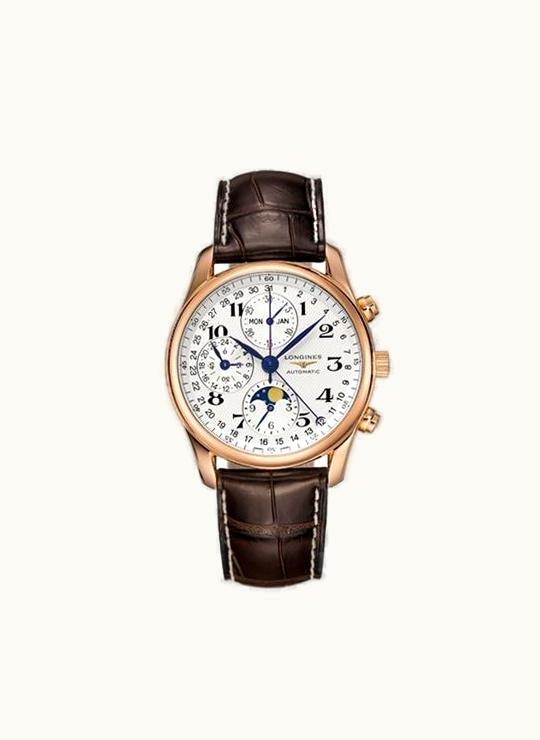 Longines Master Collection 40 Chronograph Calendar Pink Gold / Silver / Strap