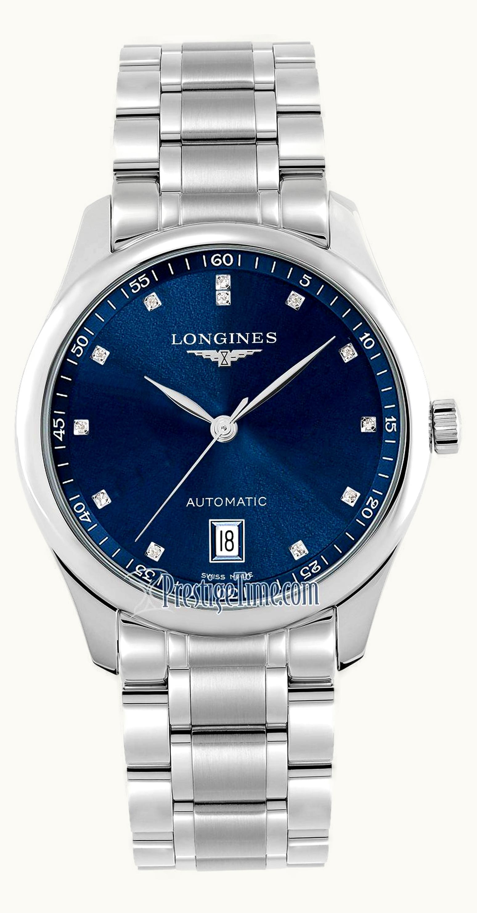 Longines Master Collection Date 38.5 Stainless Steel / Blue - Diamond / Bracelet