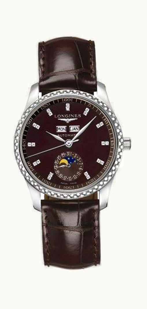 Longines Master Collection Calendar 36 Stainless Steel / Diamond / Brown MOP