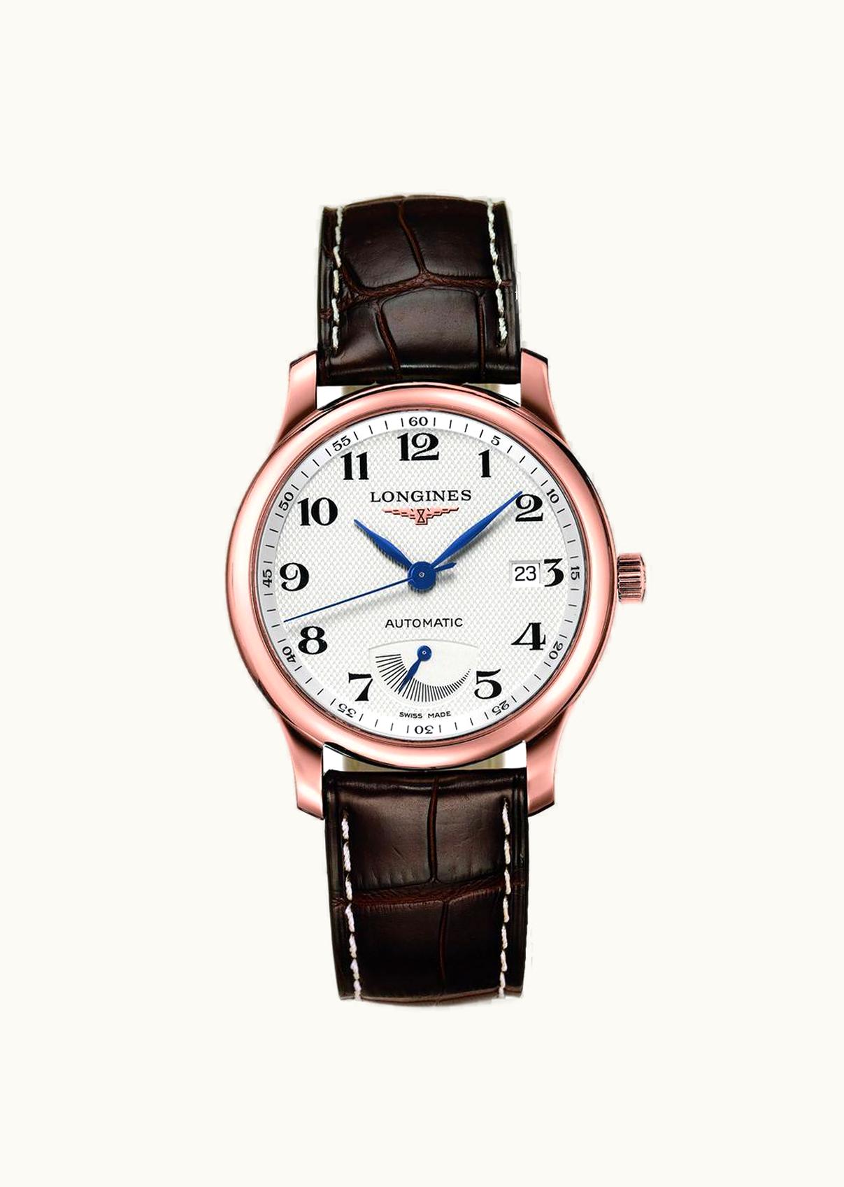 Longines Master Collection 38.5mm Power Reserve Pink Gold / Silver-Arabic / Alligator