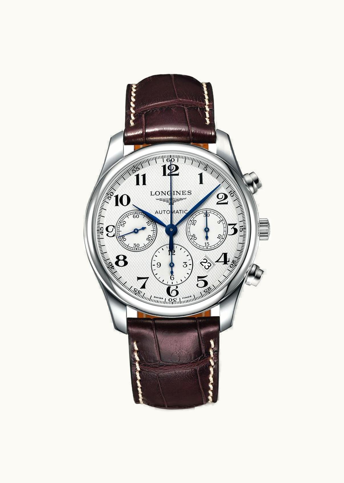 Longines Master Collection 42 Chronograph Stainless Steel / Silver-Arabic / Alligator