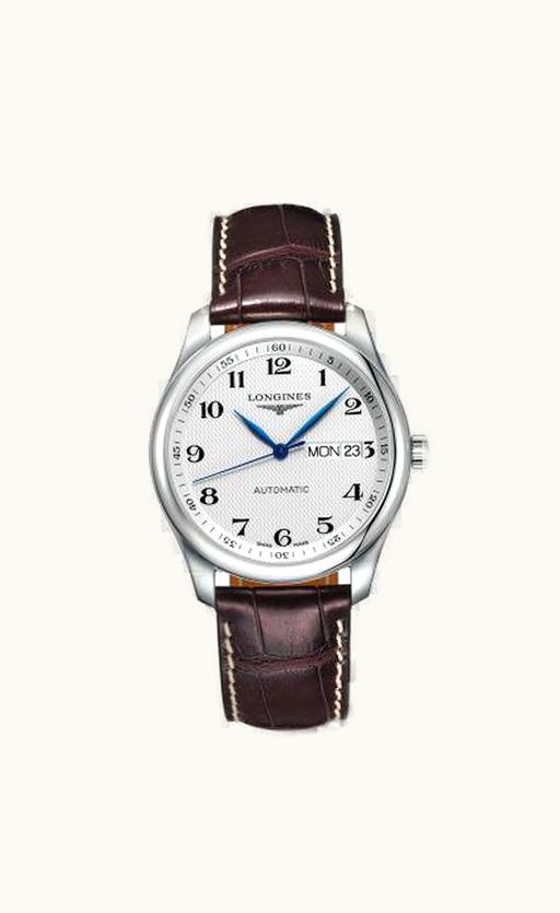 Longines Master Collection 38.5 Day Date Stainless Steel / Silver-Arabic / Alligator