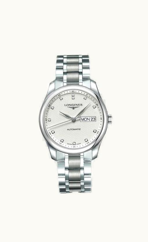 Longines Master Collection 38.5 Day Date Stainless Steel / Silver-Diamond / Bracelet
