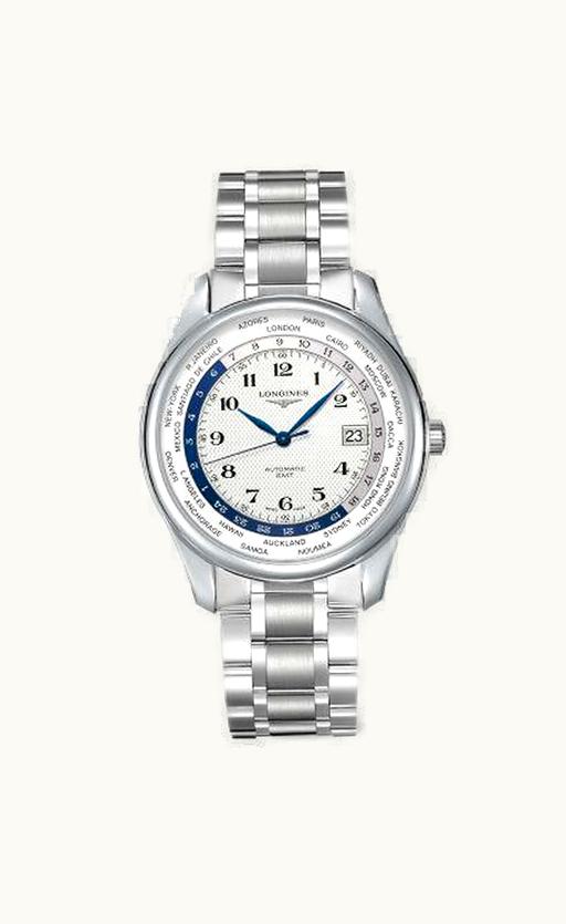 Longines Master Collection 42 World Time Stainless Steel / Silver-Arabic / Bracelet