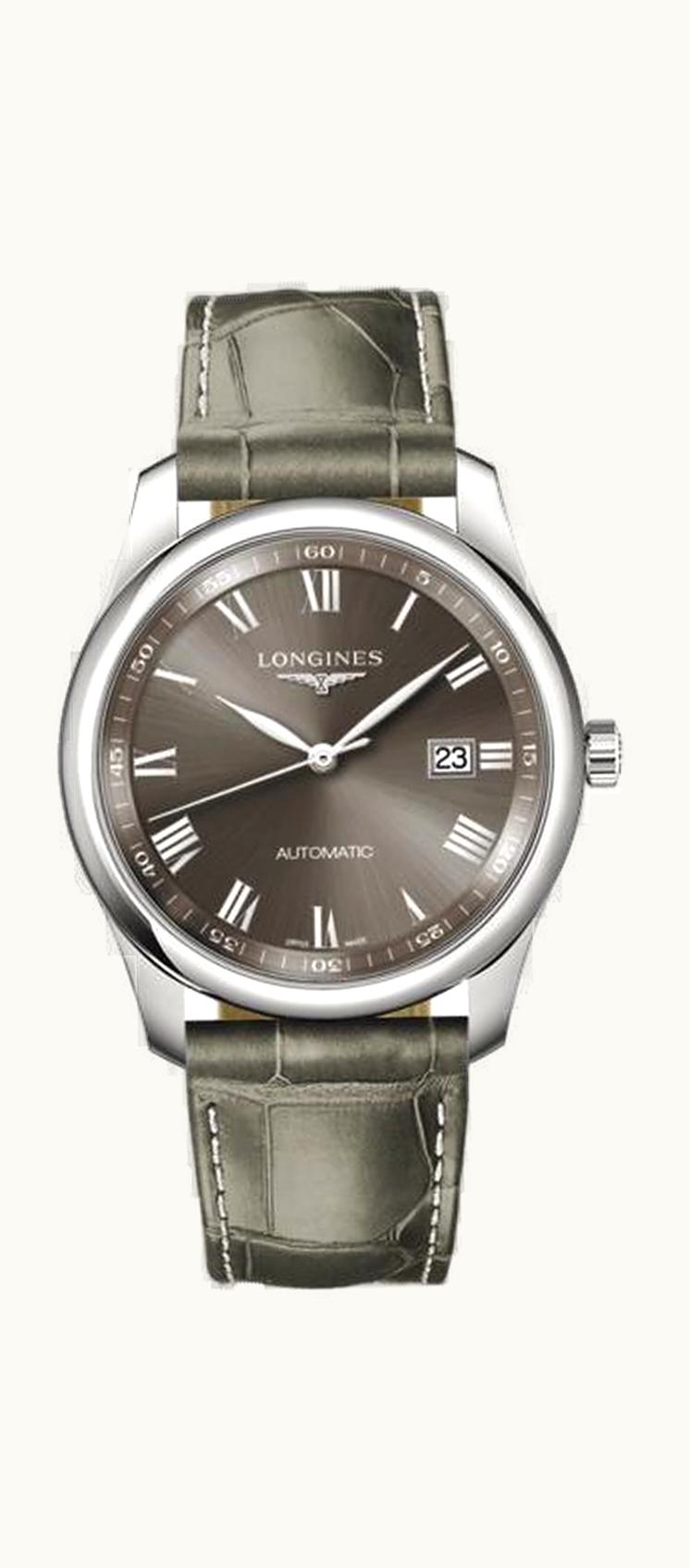 Longines Master Collection 40 Date Stainless Steel / Grey Roman / Alligator