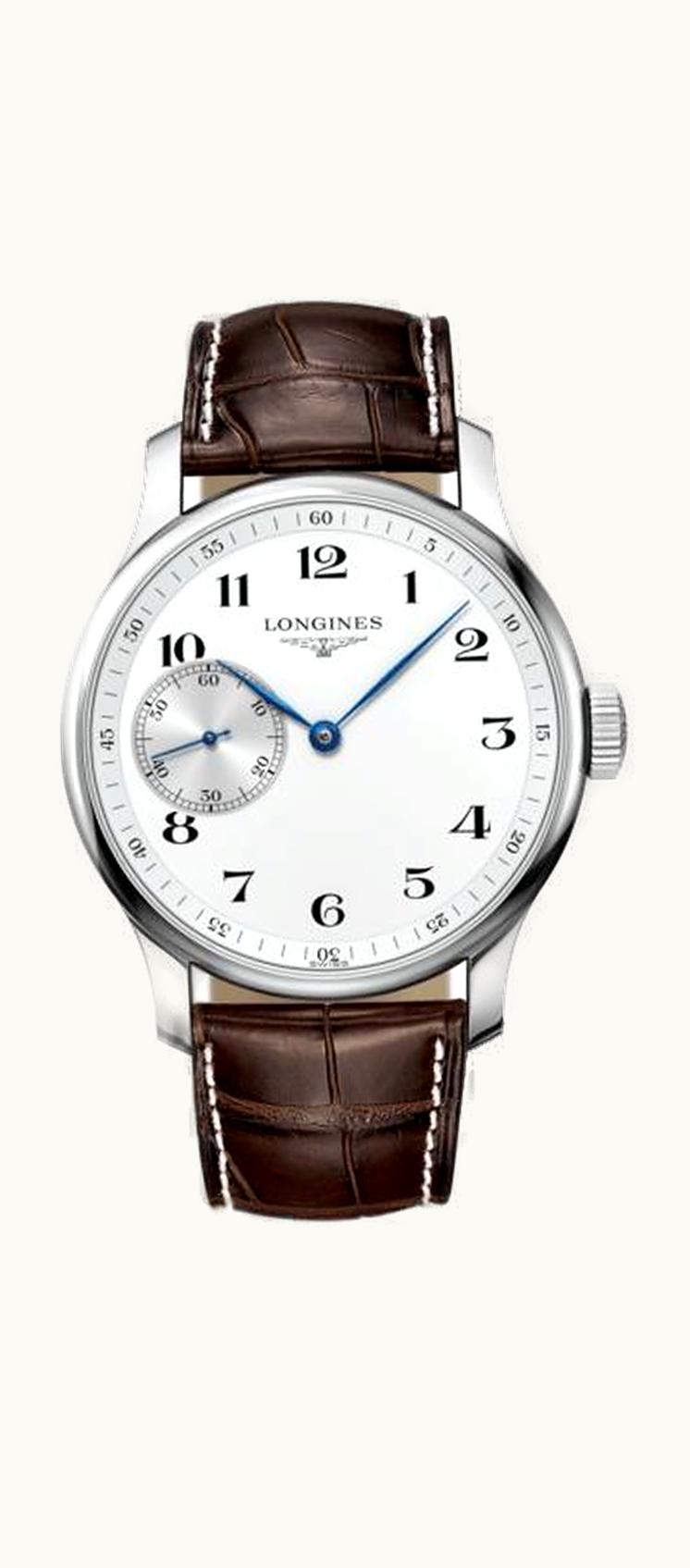 Longines Master Collection 47.5 Small Seconds Stainless Steel / White-Arabic / Alligator