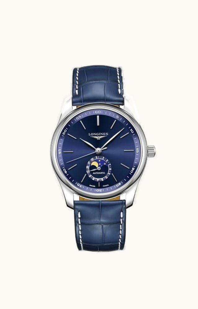 Longines Master Collection 40 Moonphase Stainless Steel / Blue / Alligator